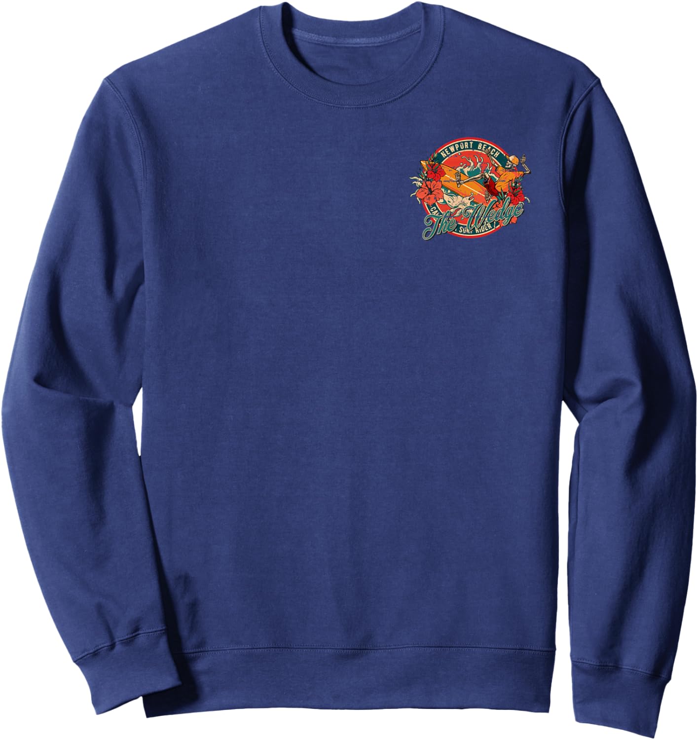 2-Sided Surfing Skeleton The Wedge Newport Beach Badge Sweatshirt - Sweatshirt | Navy