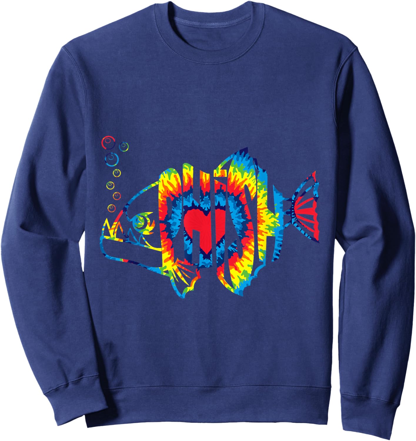 Colorful Phish-Jam, Tie-Dye For Fisherman, Fish Outfits Sweatshirt - Sweatshirt | Navy