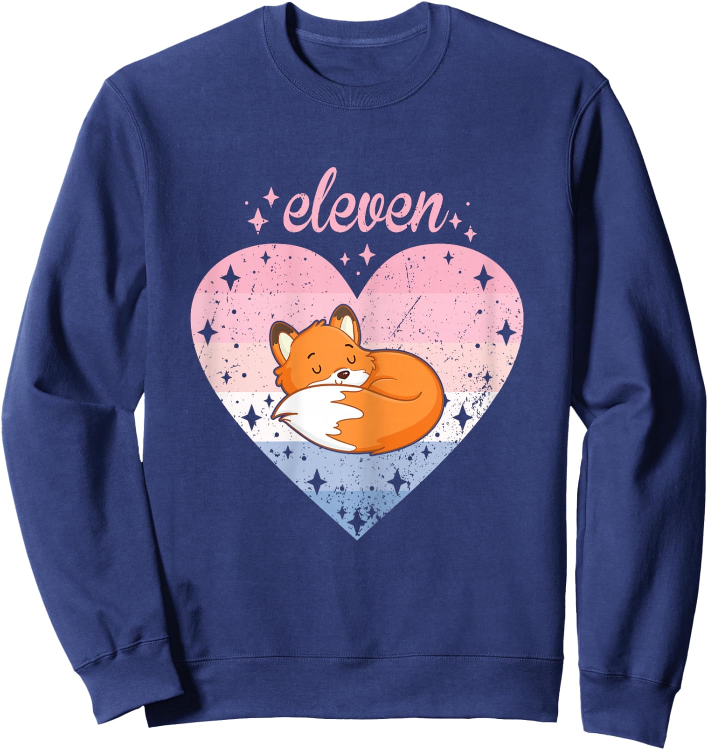 11 Year Old Cute Fox Birthday Girl 11th B-day Sweatshirt - Sweatshirt | Navy