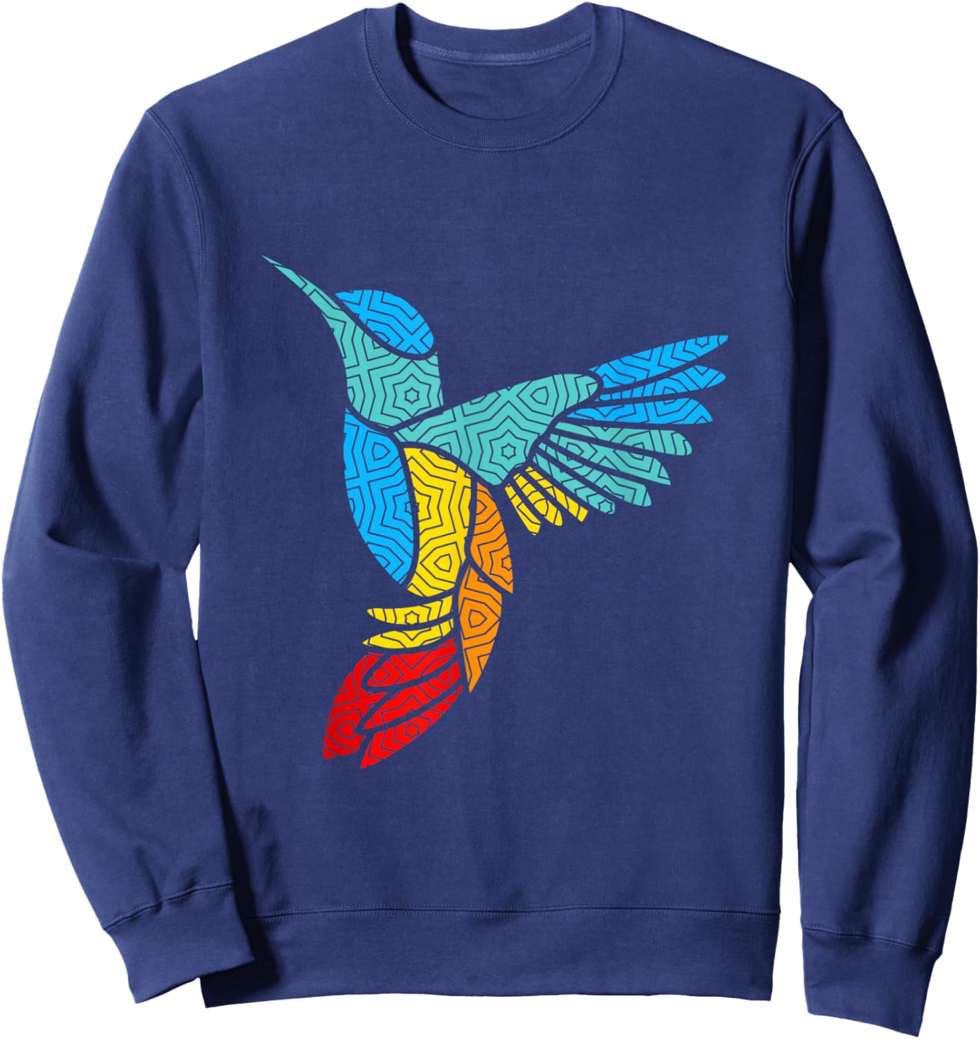 Colorful Bird Hummingbird Birds Mandala Art Sweatshirt - Sweatshirt | Navy