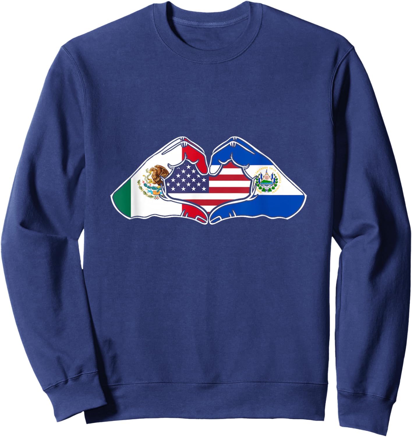 Heart Hands Mexico, El Salvador and The USA. Sweatshirt - Sweatshirt | Navy