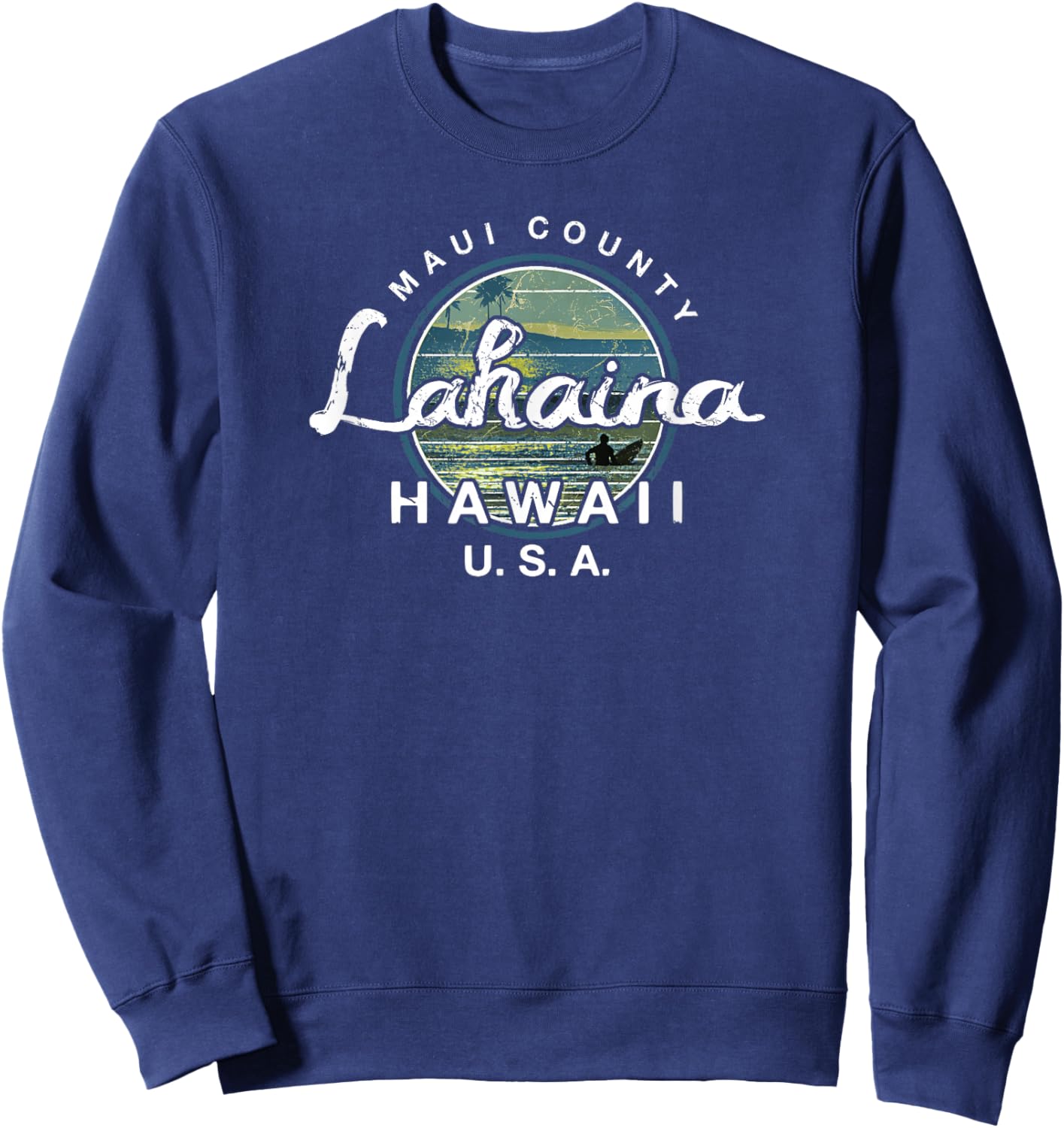 Lahaina Maui Hawaii Surfing Retro Sweatshirt - Sweatshirt | Navy