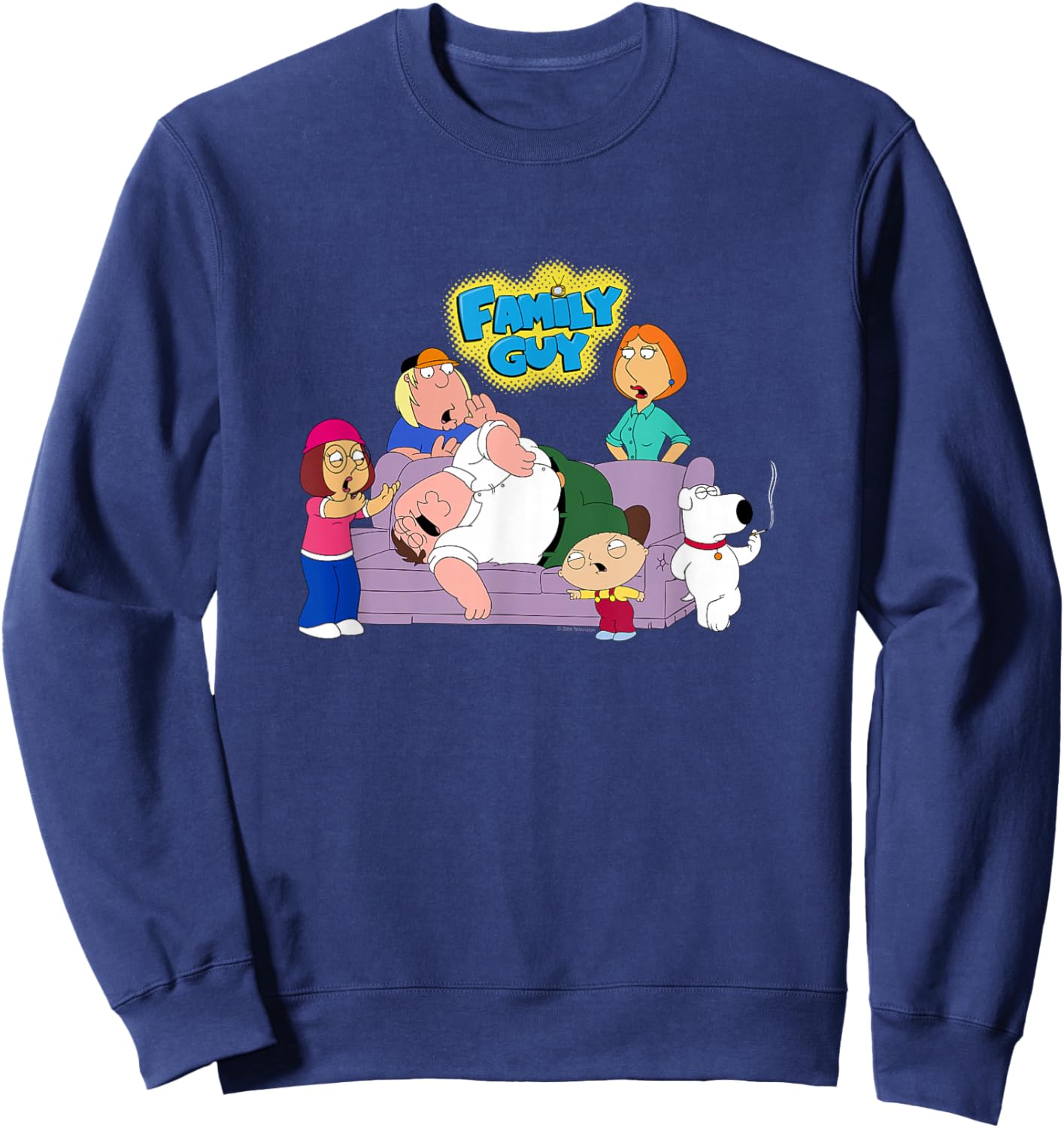 Family Guy Drunk Peter and Family with Logo Cartoon Sweatshirt - Sweatshirt | Navy
