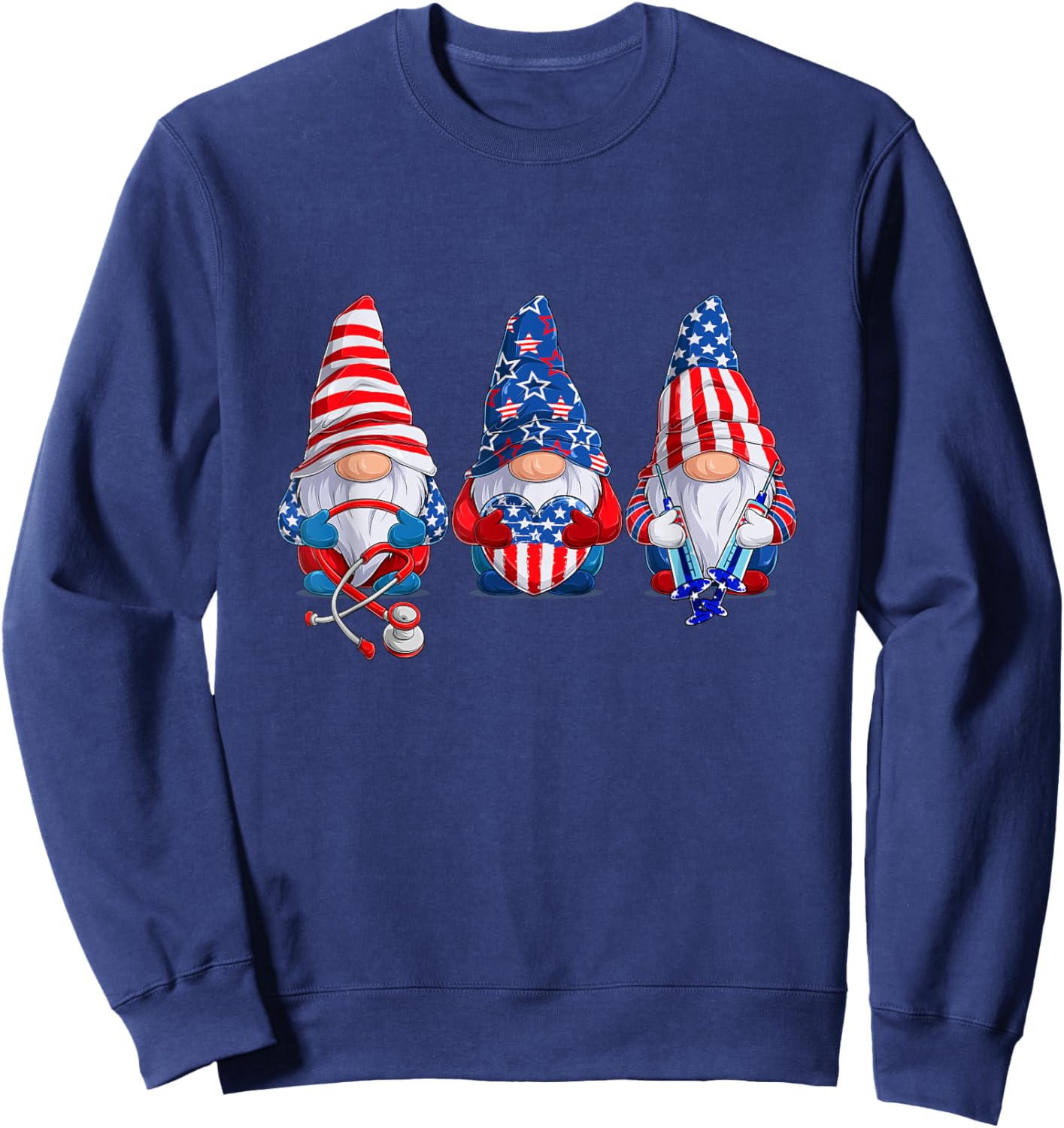 Stethoscope Nurse Life 4th July Gnome Nurse Independence Day Sweatshirt - Sweatshirt | Navy