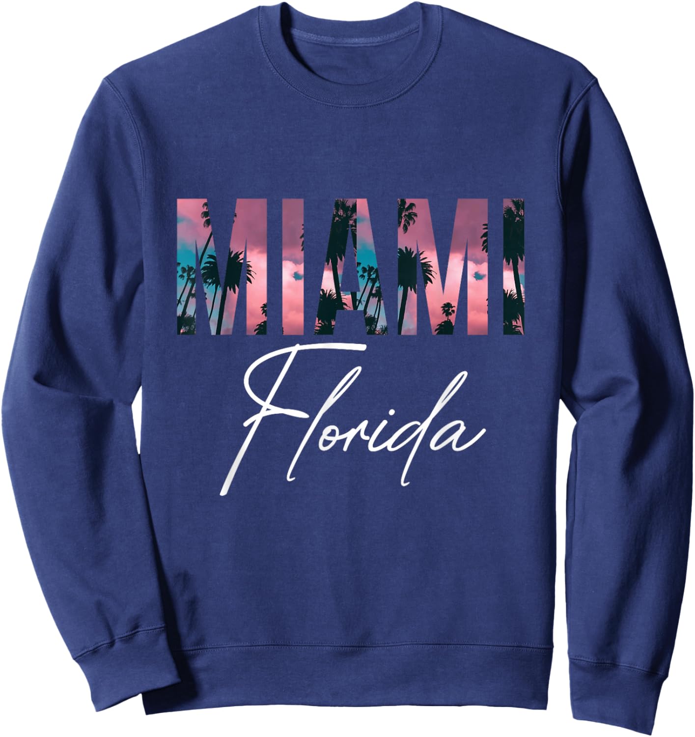 Miami Palm trees Florida Sunset Miami Beach Sweatshirt - Sweatshirt | Navy