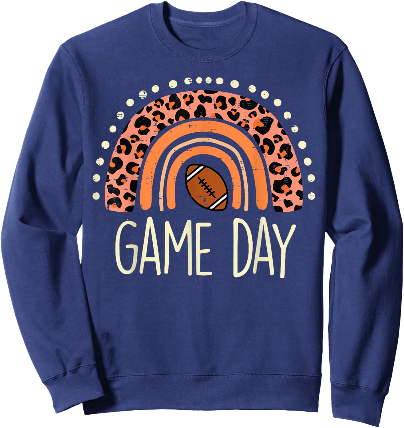 Leopard Rainbow American Football Game Day Sport Women Girls Sweatshirt - Sweatshirt | Navy