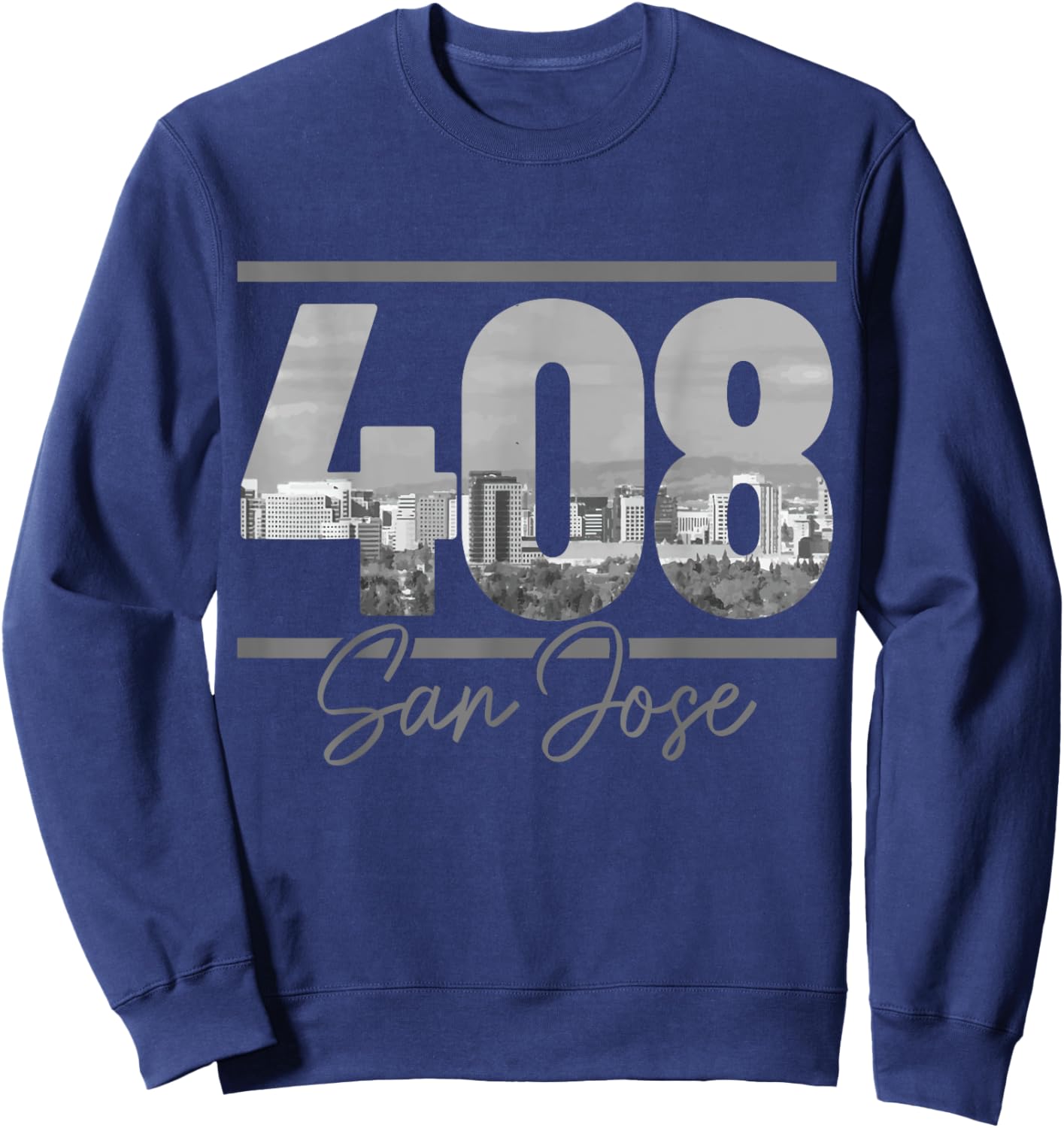 San Jose 408 Area Code Vintage California Skyline Sweatshirt - Sweatshirt | Navy