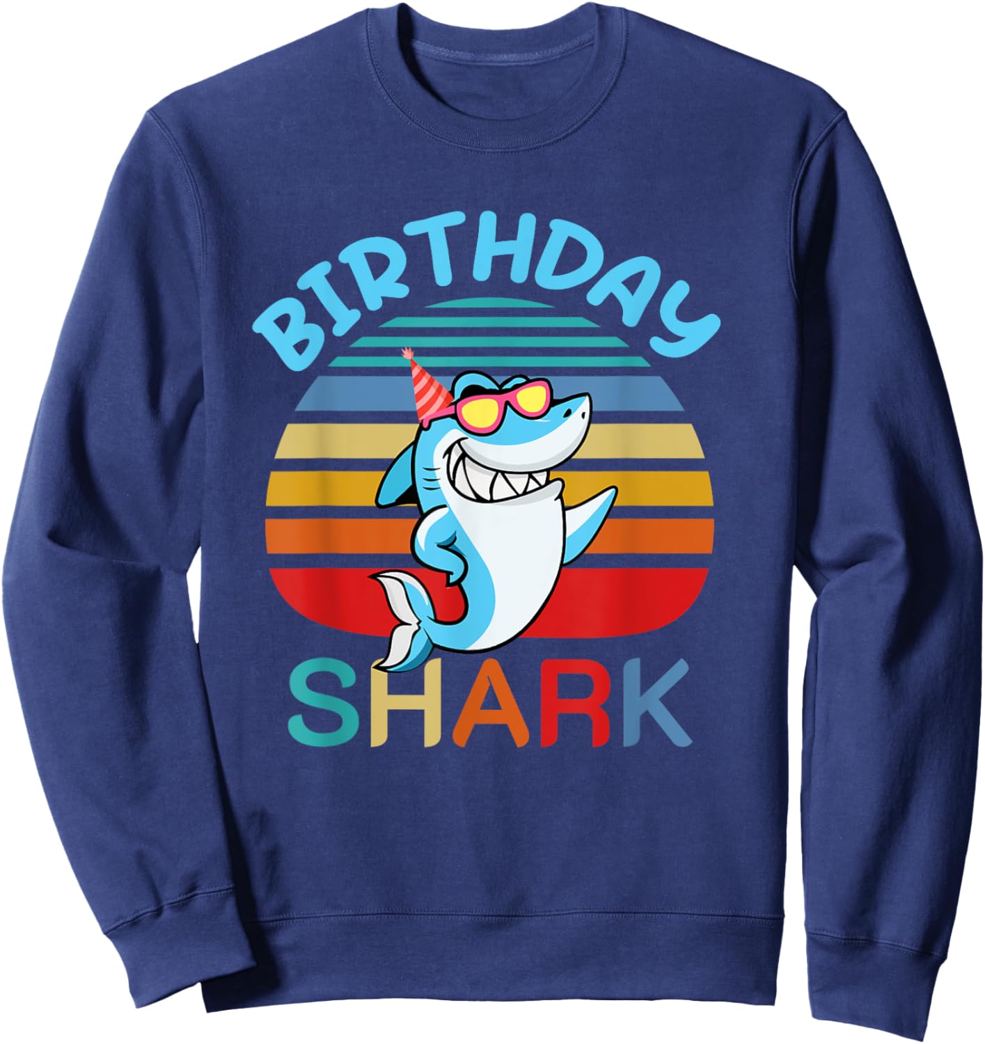 Shark Birthday Toddler Boys Kids Matching Family Boy Sweatshirt - Sweatshirt | Navy