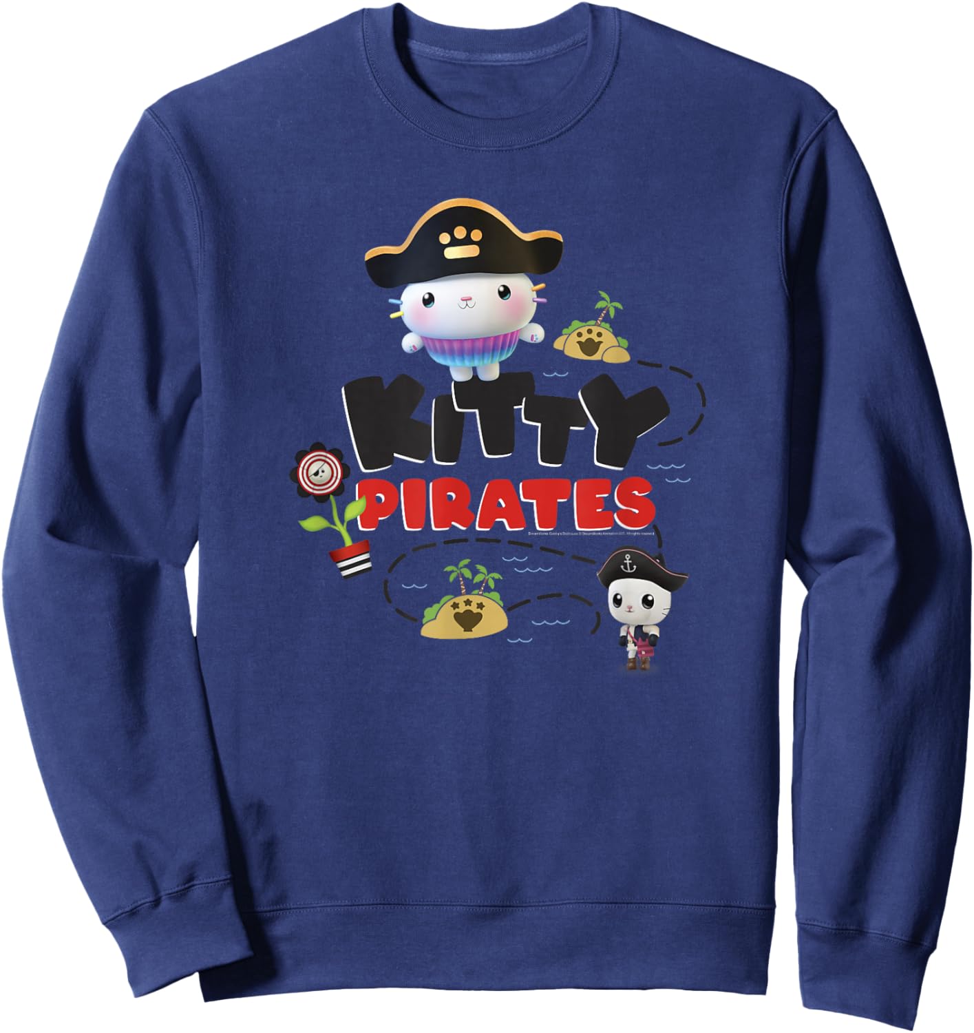 Gabby's Dollhouse Kitty Pirates Treasure Map Sweatshirt - Sweatshirt | Navy