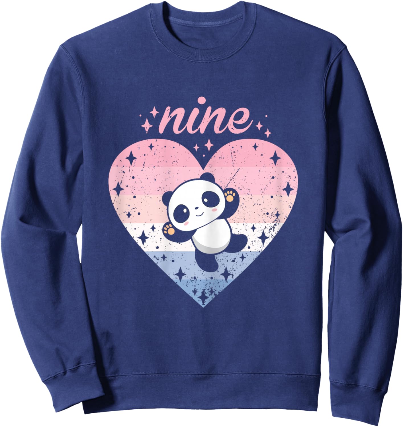 9 Year Old Cute Panda Birthday Girl 9th B-day Sweatshirt - Sweatshirt | Navy