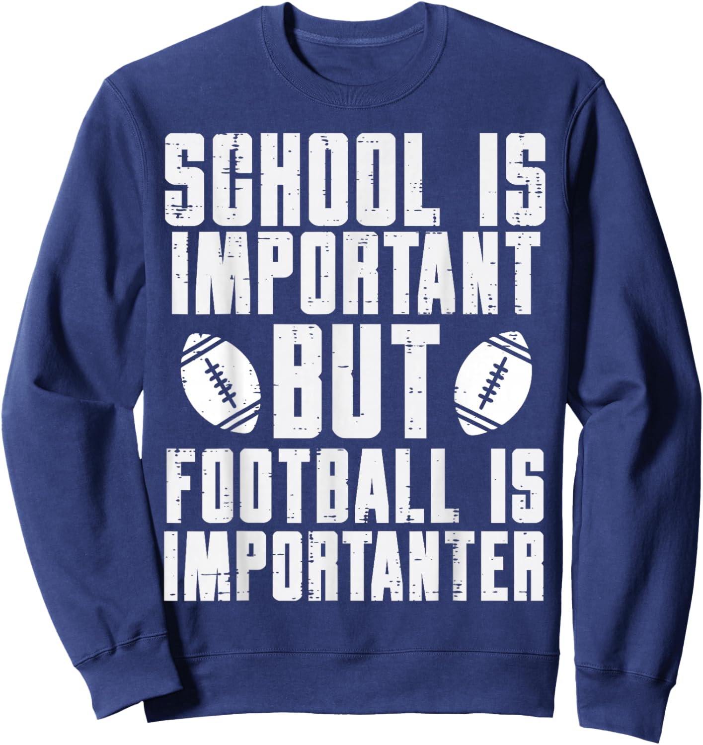 School Is Important American Football Funny Player Boys Sweatshirt - Sweatshirt | Navy