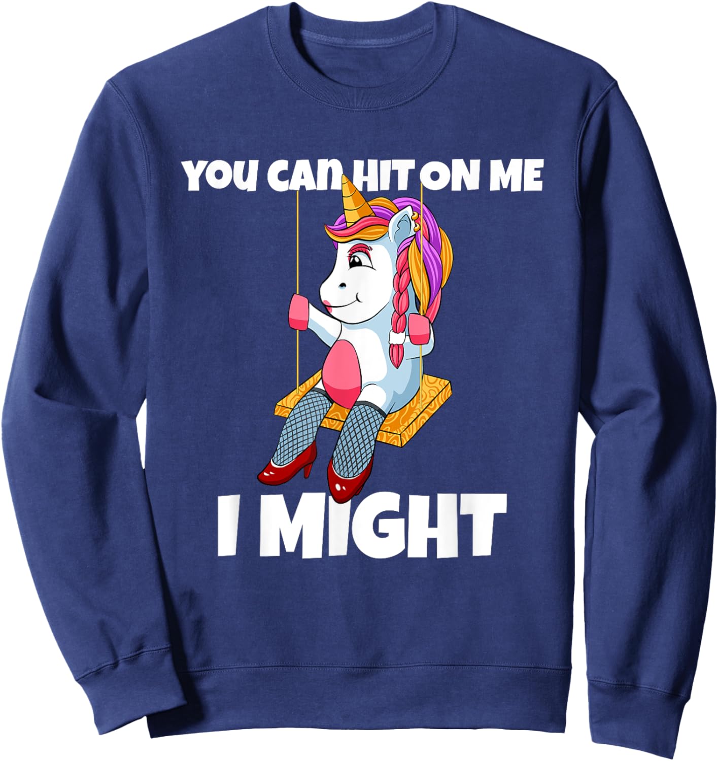 Hit On Me I Might Unicorn Swinger Upside Down Pineapple Sweatshirt - Sweatshirt | Navy