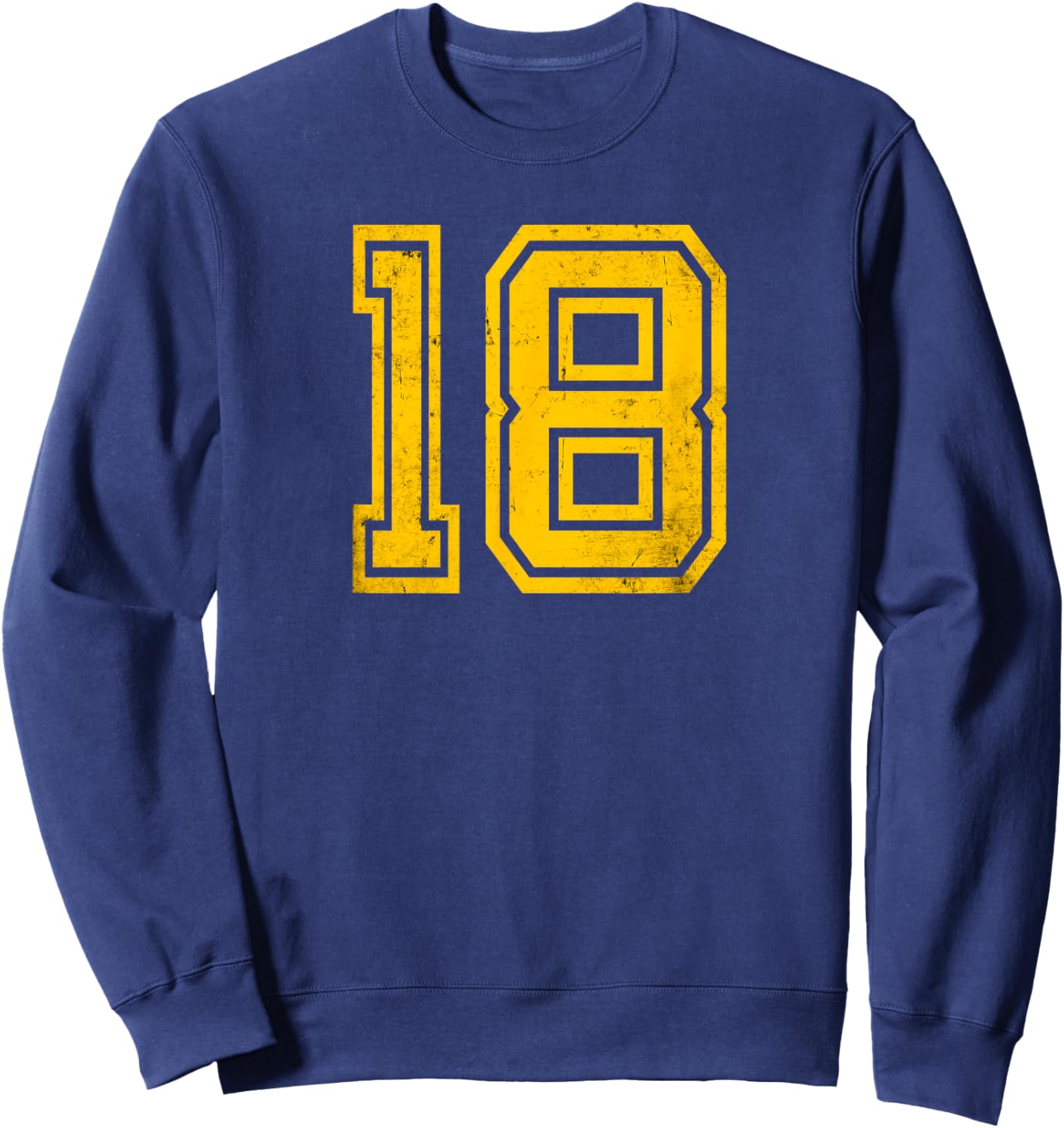 Delessed Yellow Sports Team Number #18 Sweatshirt - Sweatshirt | Navy