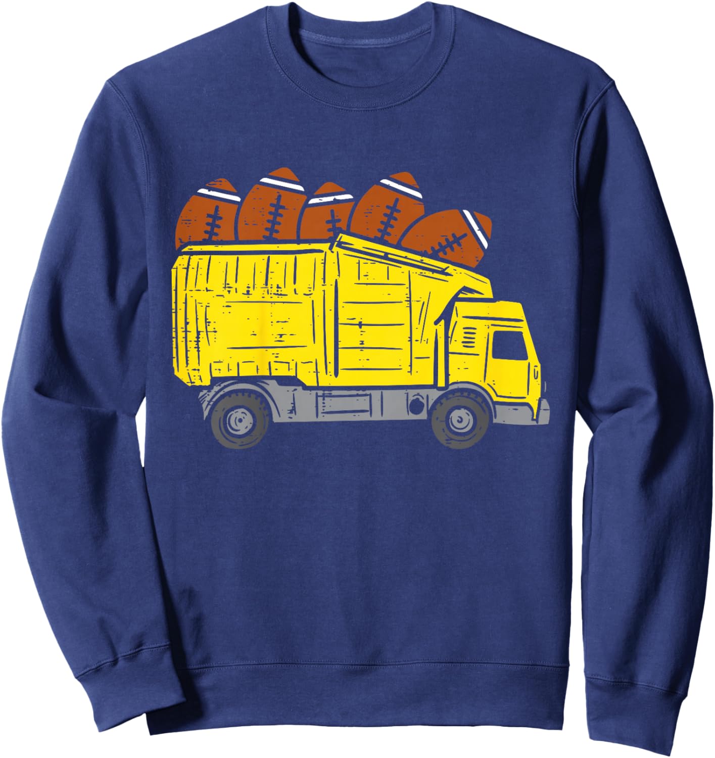 Kids American Football Dump Truck Cute Sports Boys Kids Toddlers Sweatshirt - Sweatshirt | Navy