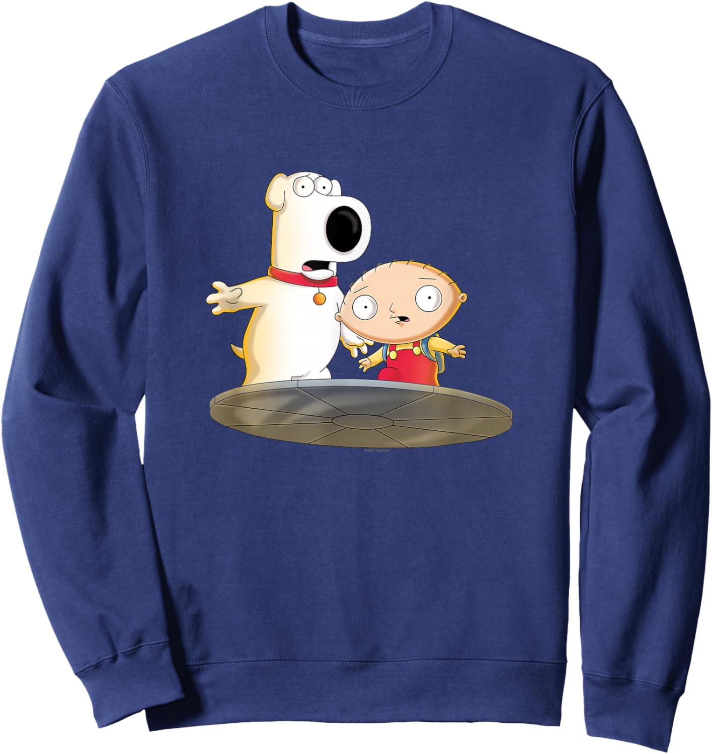 Family Guy Stewie and Brian Shocked Transporter Cartoon Sweatshirt - Sweatshirt | Navy