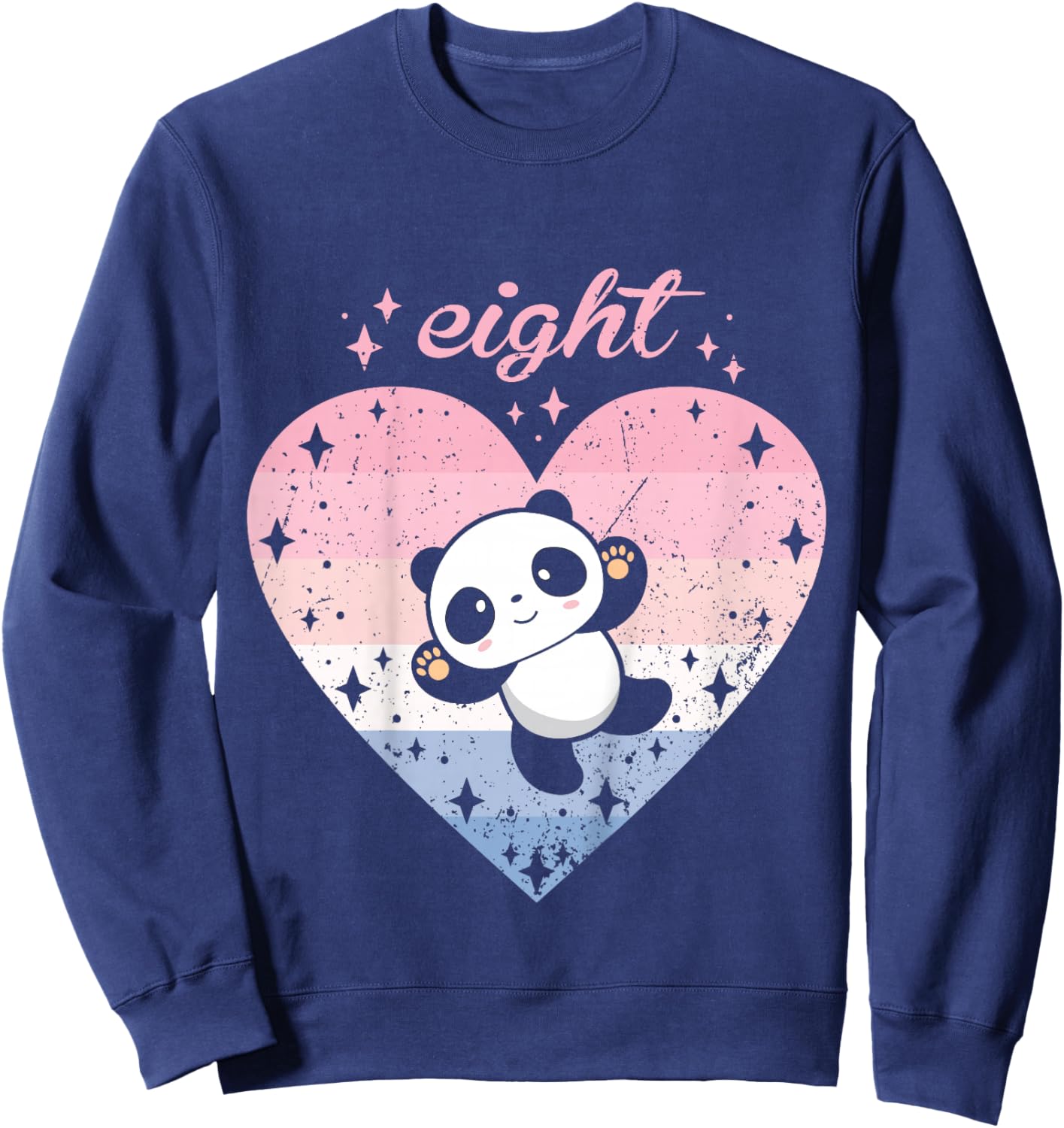 8 Year Old Cute Panda Birthday Girl 8th B-day Sweatshirt - Sweatshirt | Navy