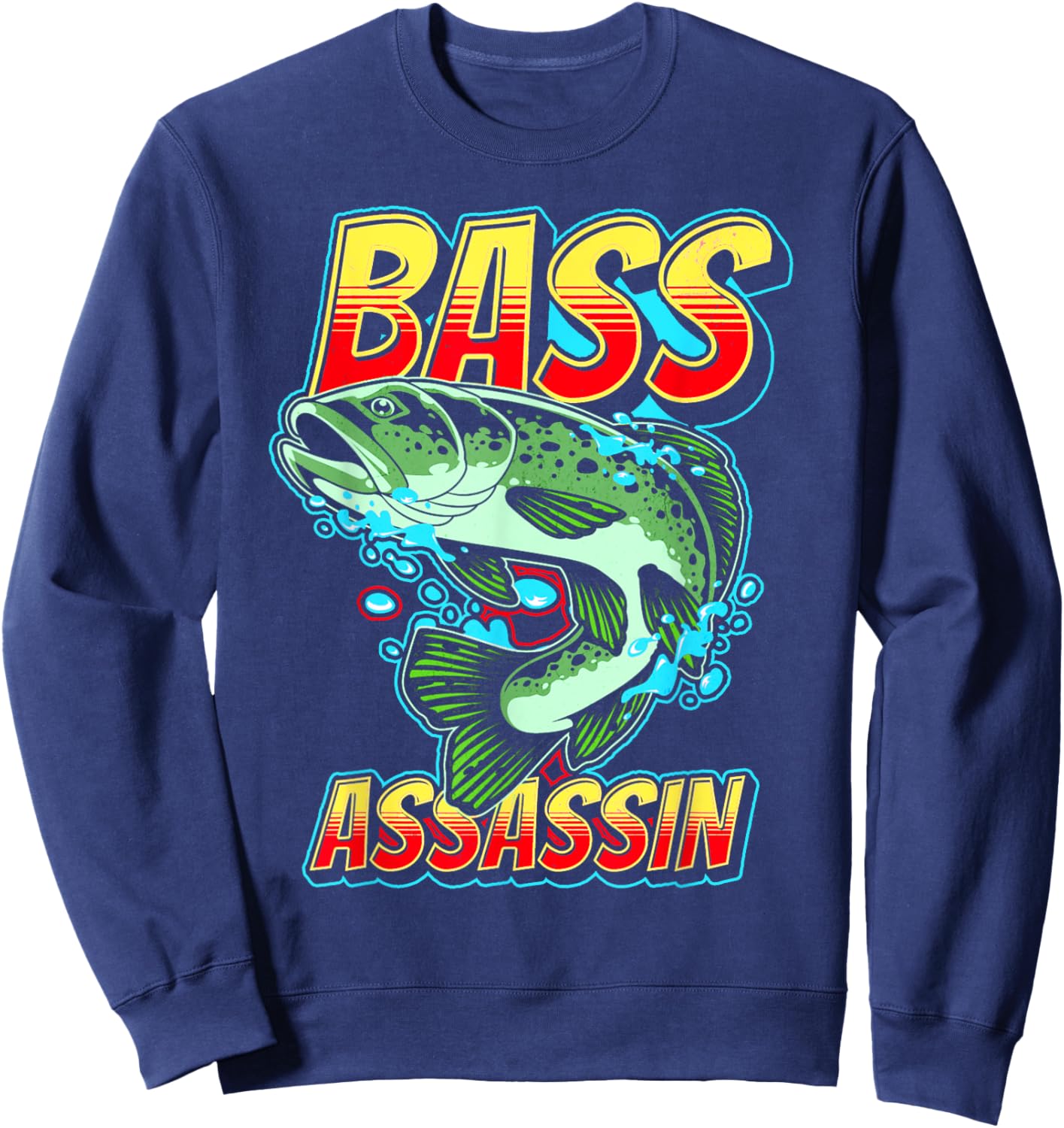 Bass Assassin Funny Fisherman Bass Fish Jumping Cute Sweatshirt - Sweatshirt | Navy