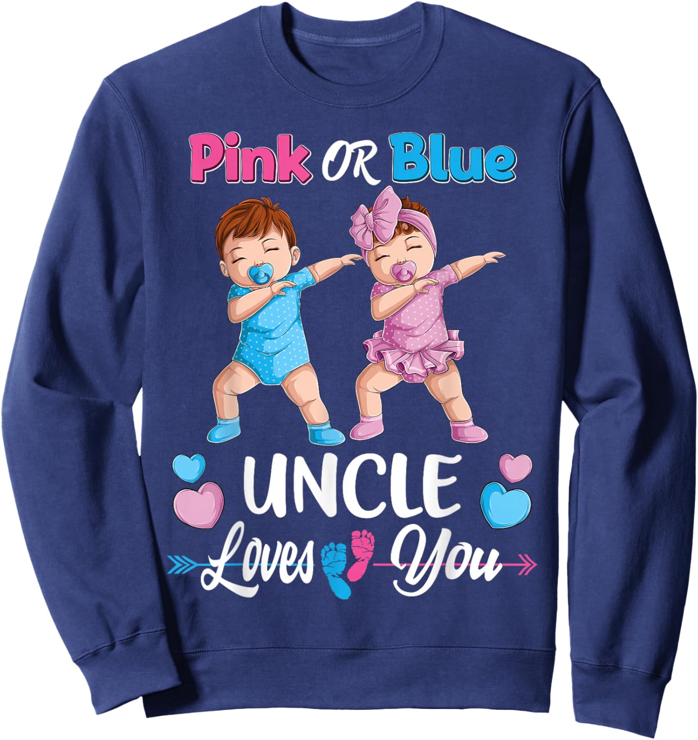 Pink Or Blue Uncle Loves You Baby Gender Reveal Party Men Sweatshirt - Sweatshirt | Navy