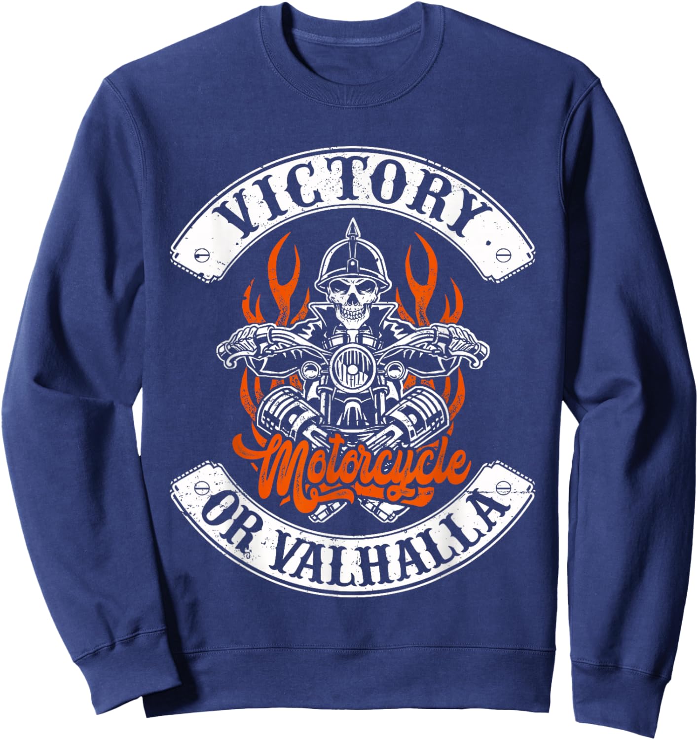 Motorcycle Norse Viking Victory Or Valhalla Men Dad Sweatshirt - Sweatshirt | Navy