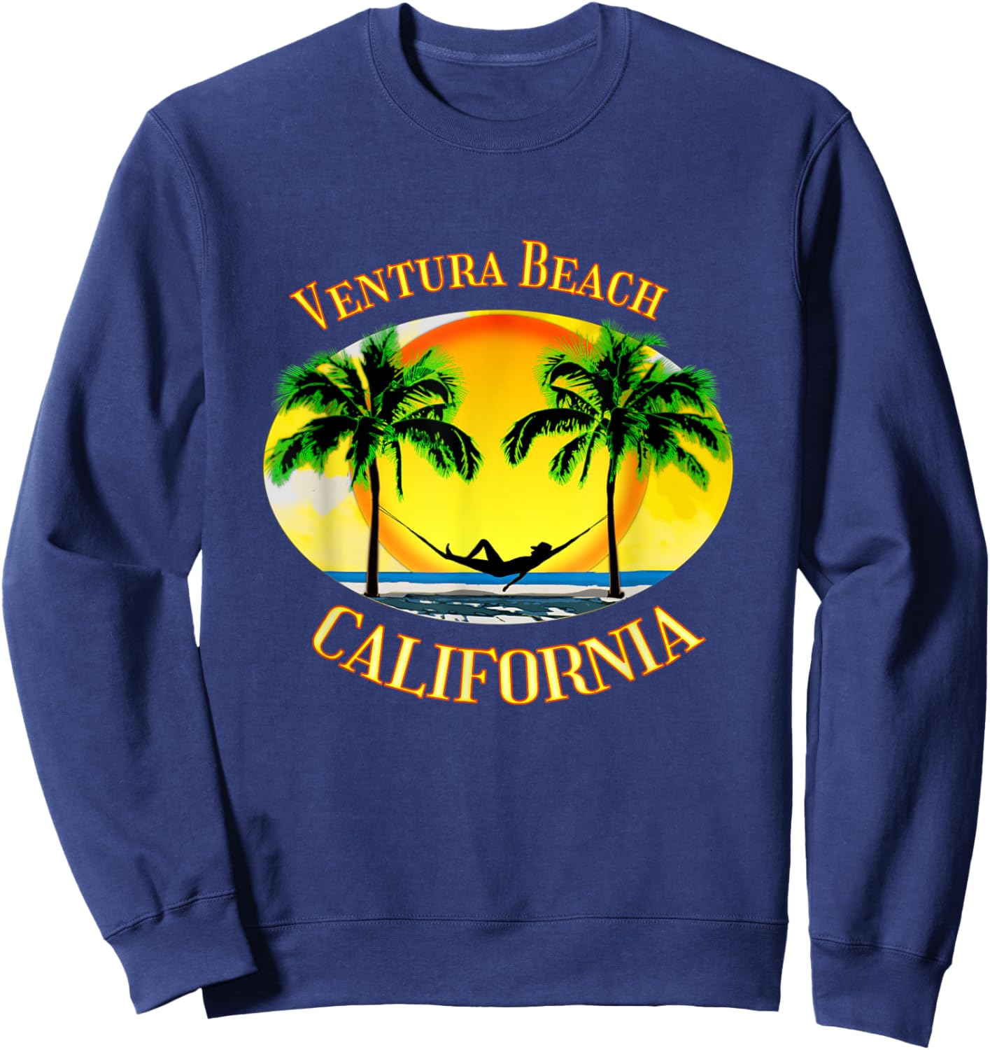 Ventura Beach California Palm Trees Beach Vacation Men Women Kids Sweatshirt - Sweatshirt | Navy