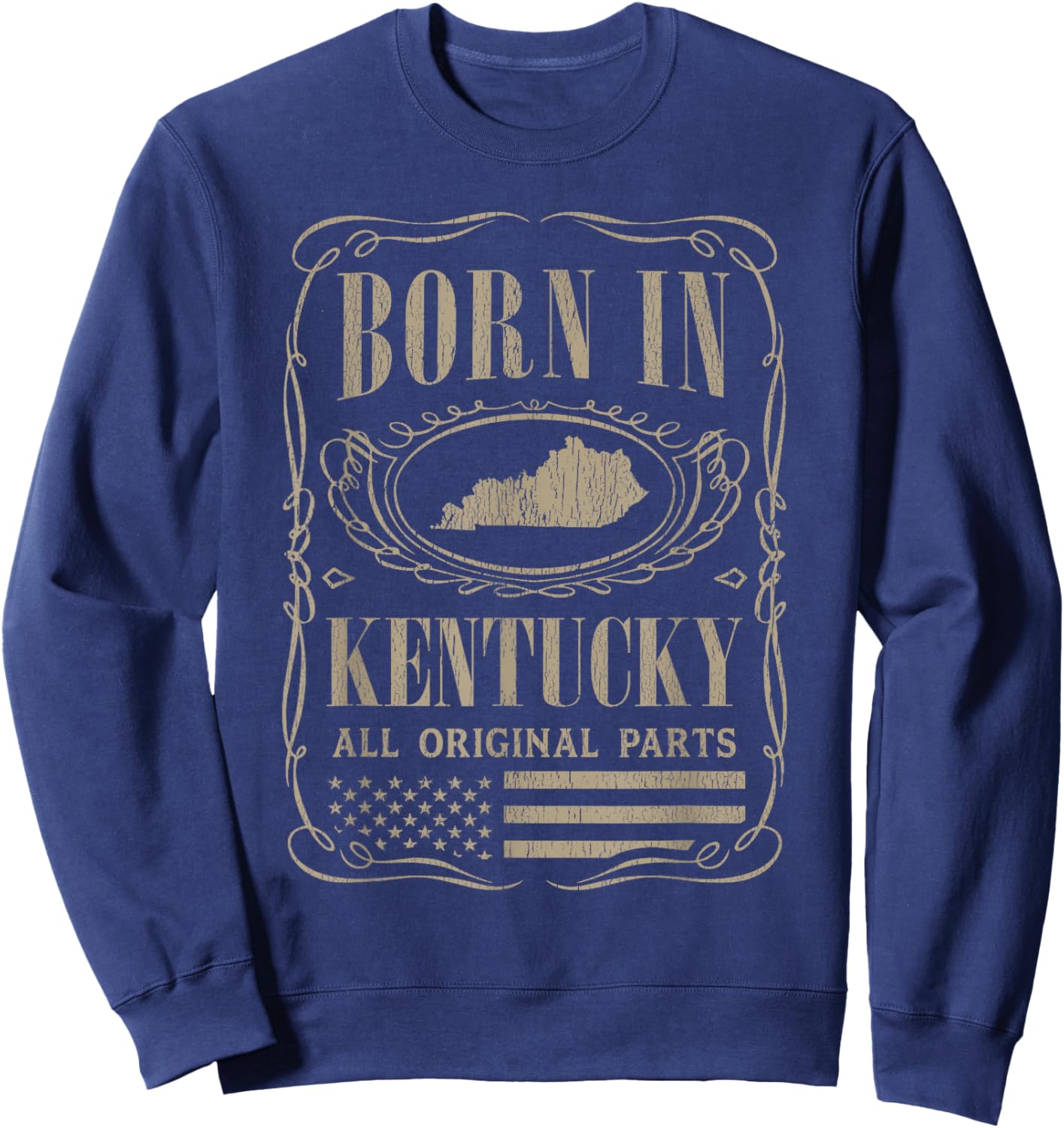 Vintage Classic America Land Map US States Born Kentucky Sweatshirt - Sweatshirt | Navy
