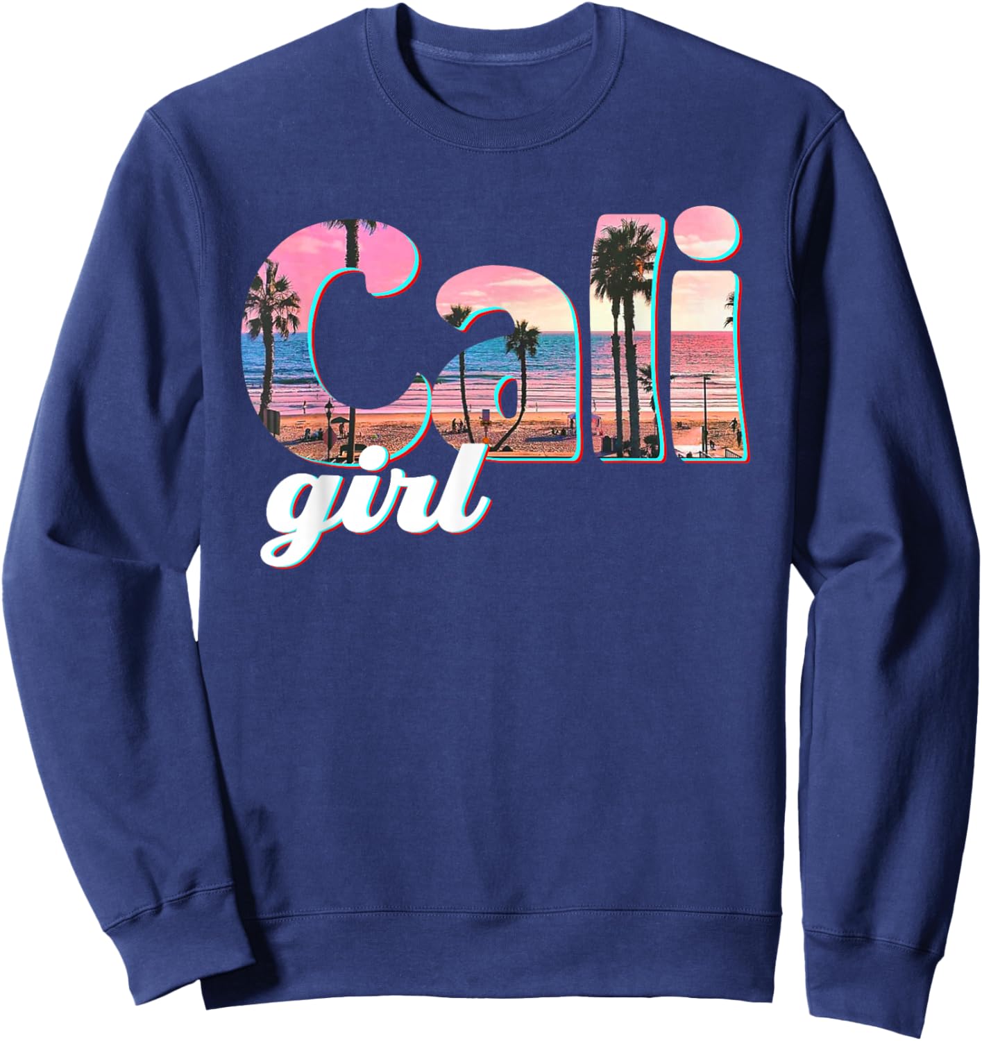 Cali Girl Sunset Beach California Summer Retro Women's Gift Sweatshirt - Sweatshirt | Navy