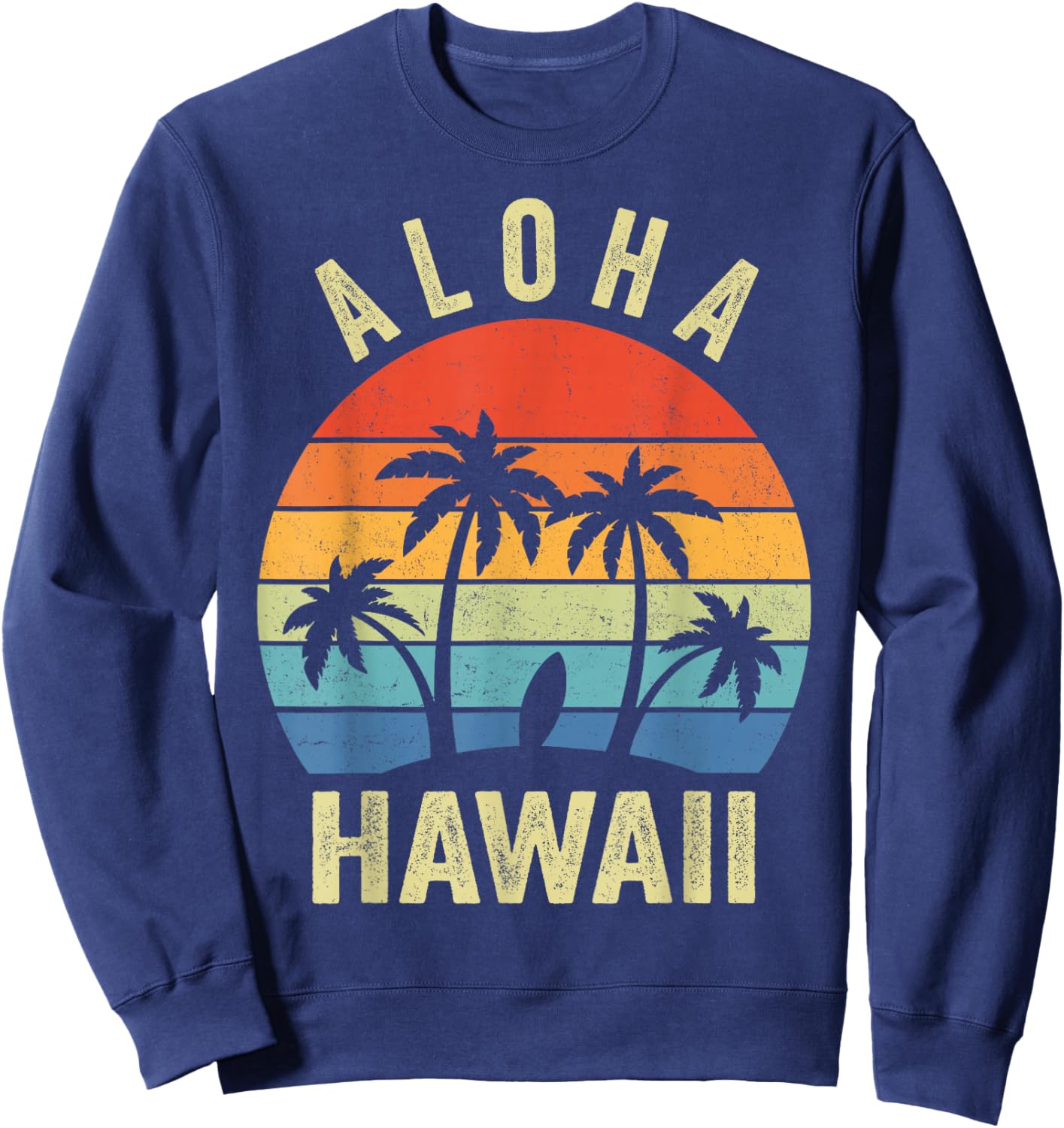 Aloha Hawaii Hawaiian Island Palm Beach Surfboard Surf Sweatshirt - Sweatshirt | Navy