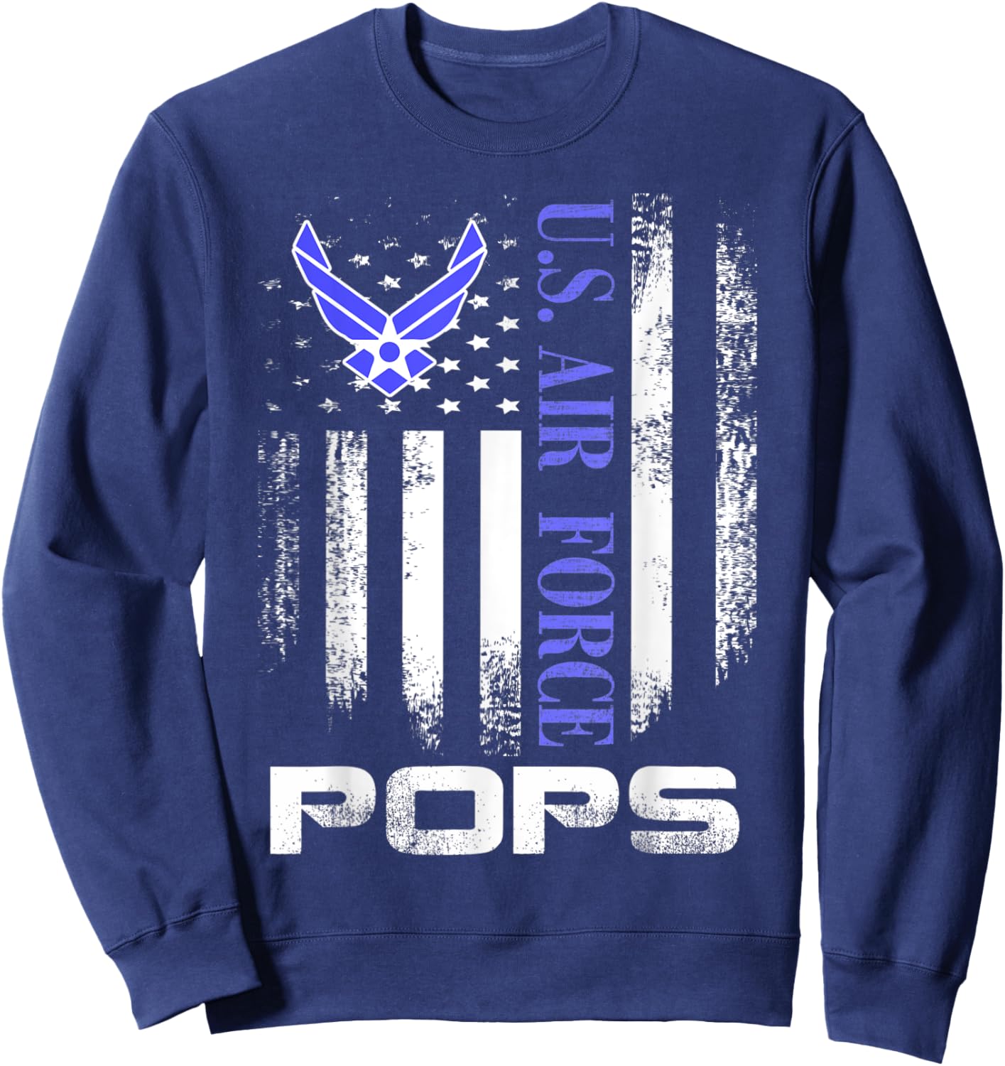 Vintage U.S. Air Force Pops With American Flag Women Kids Men Sweatshirt - Sweatshirt | Navy