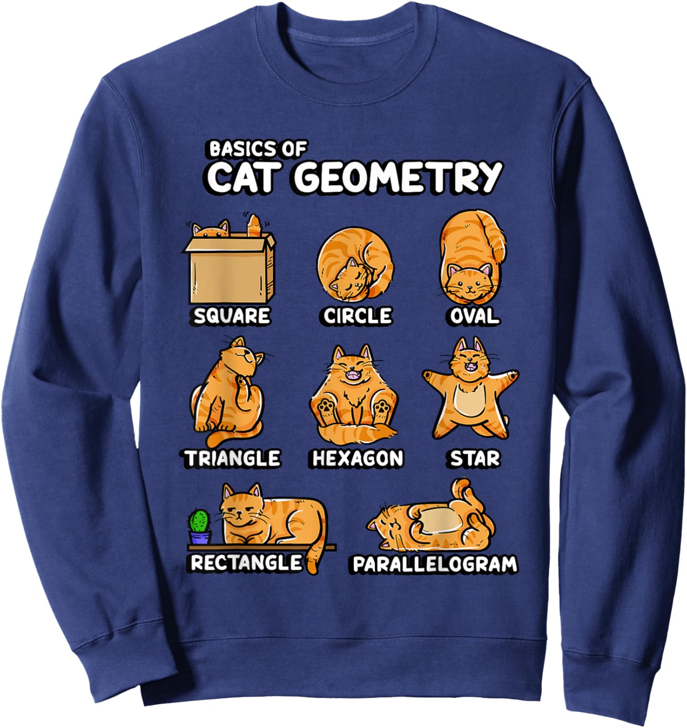 Basic Cat Geometry Cute Cat Cat Lover Cat Owner math school Sweatshirt - Sweatshirt | Navy