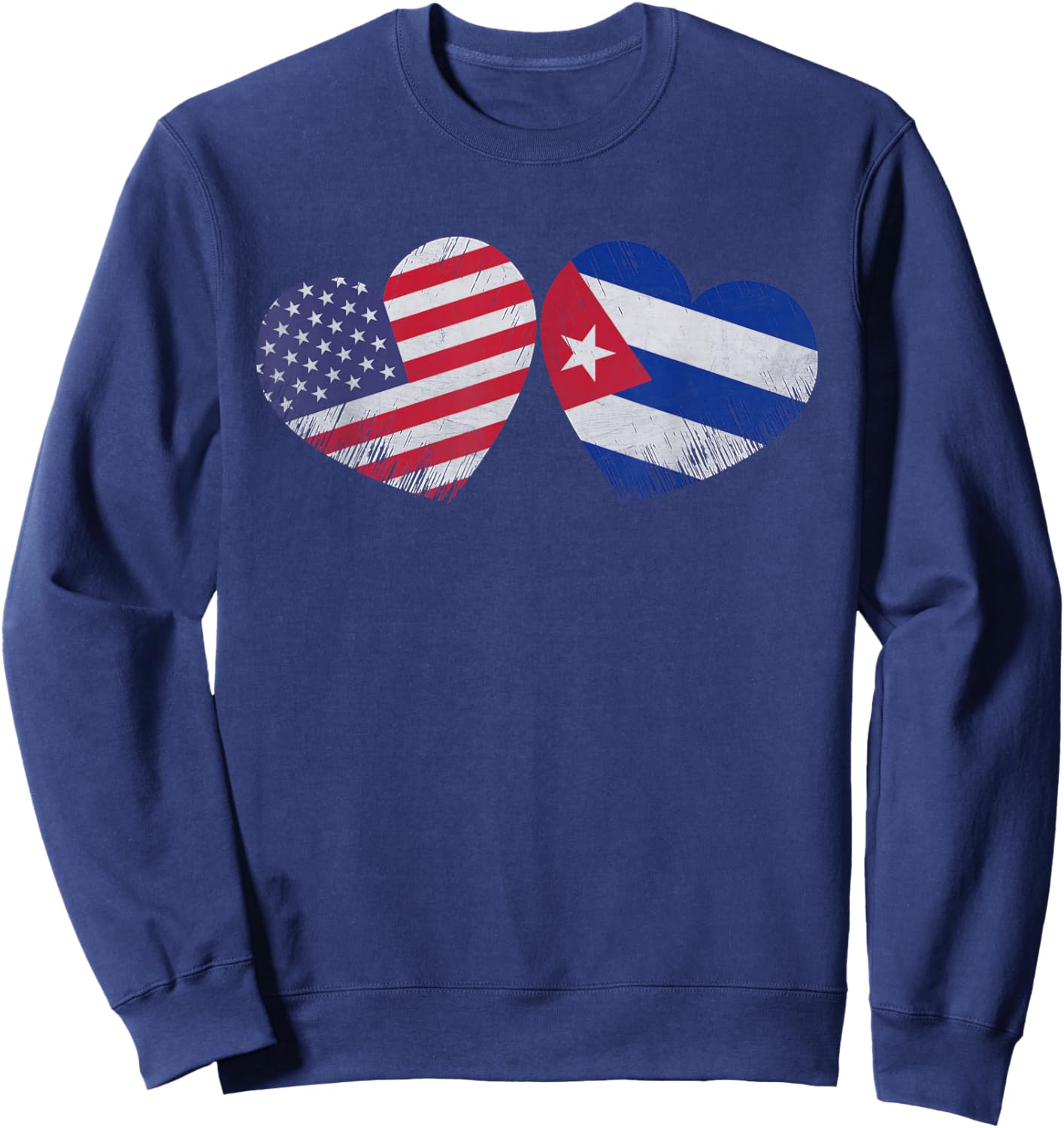 Heart Cuban American Flag Patriotic Family Heritage Sweatshirt - Sweatshirt | Navy