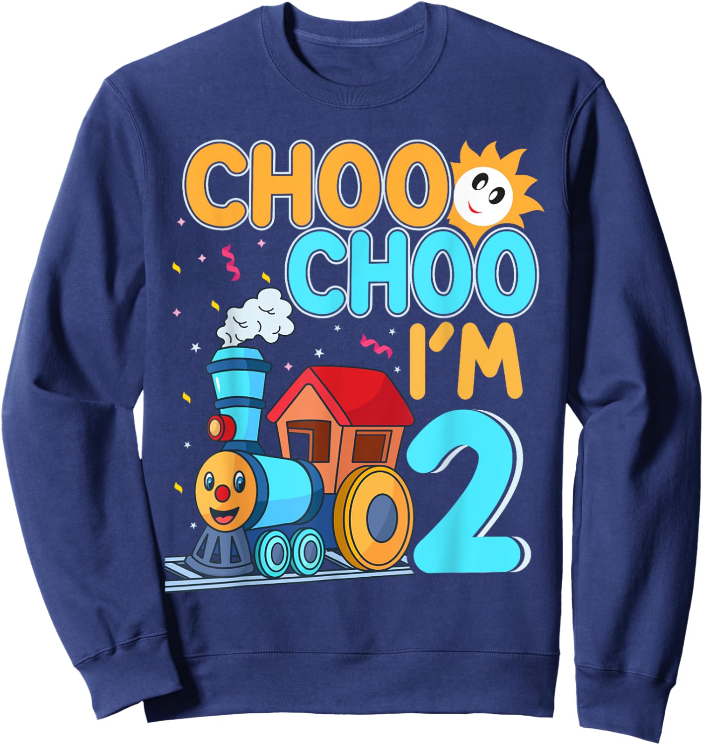 Kids Train Choo Choo I'm 2 Year Old Toddler 2nd Birthday Sweatshirt - Sweatshirt | Navy