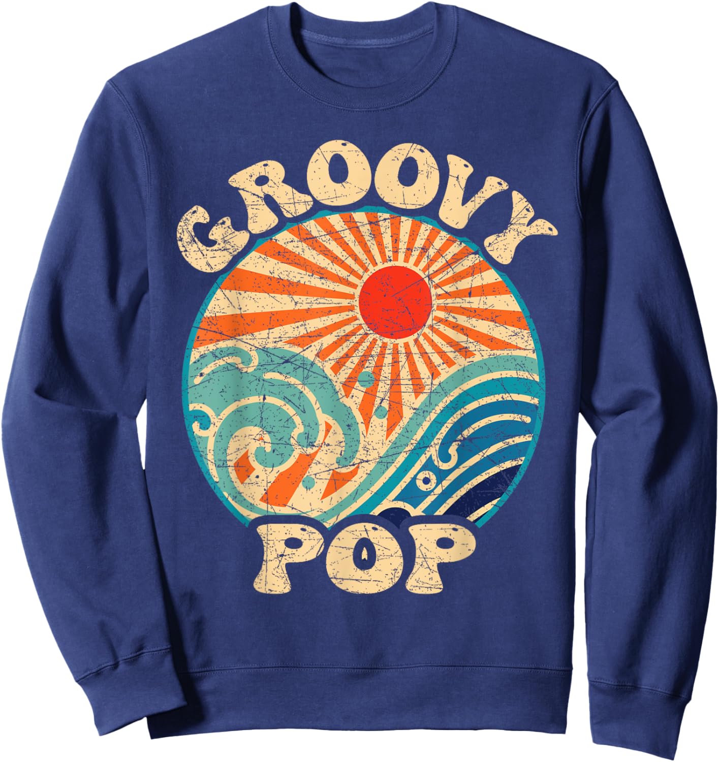 Groovy Pop 70s Aesthetic Nostalgia 1970's Retro Dad Sweatshirt - Sweatshirt | Navy