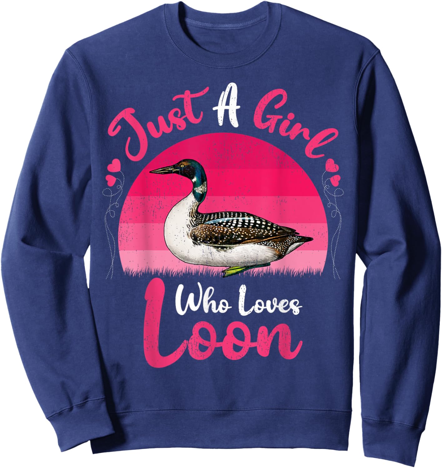 Vintage Loon Bird Lover Just A Girl Who Loves Loon Sweatshirt - Sweatshirt | Navy