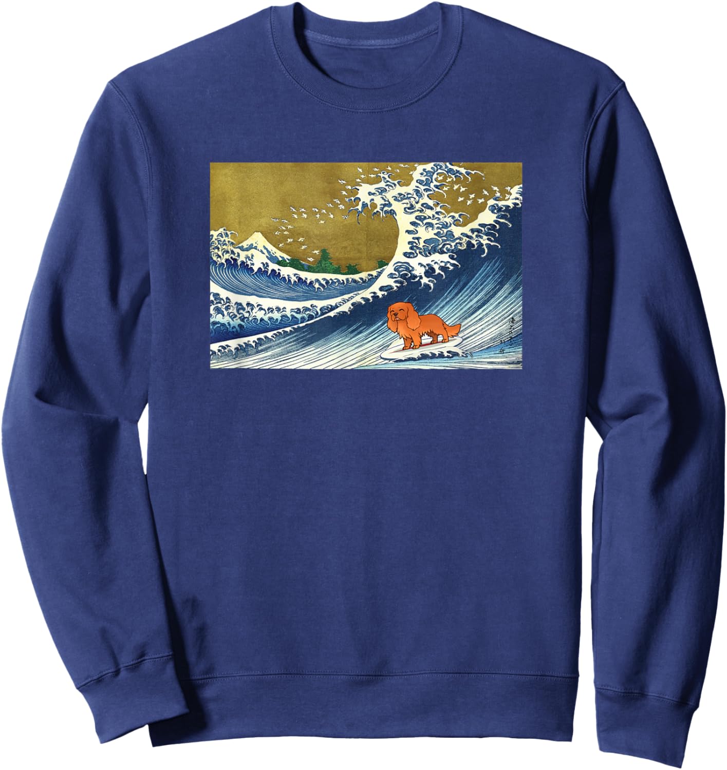 Retro Vintage Surfing Ruby Cavalier King Charles Dog Lover Sweatshirt - Sweatshirt | Navy