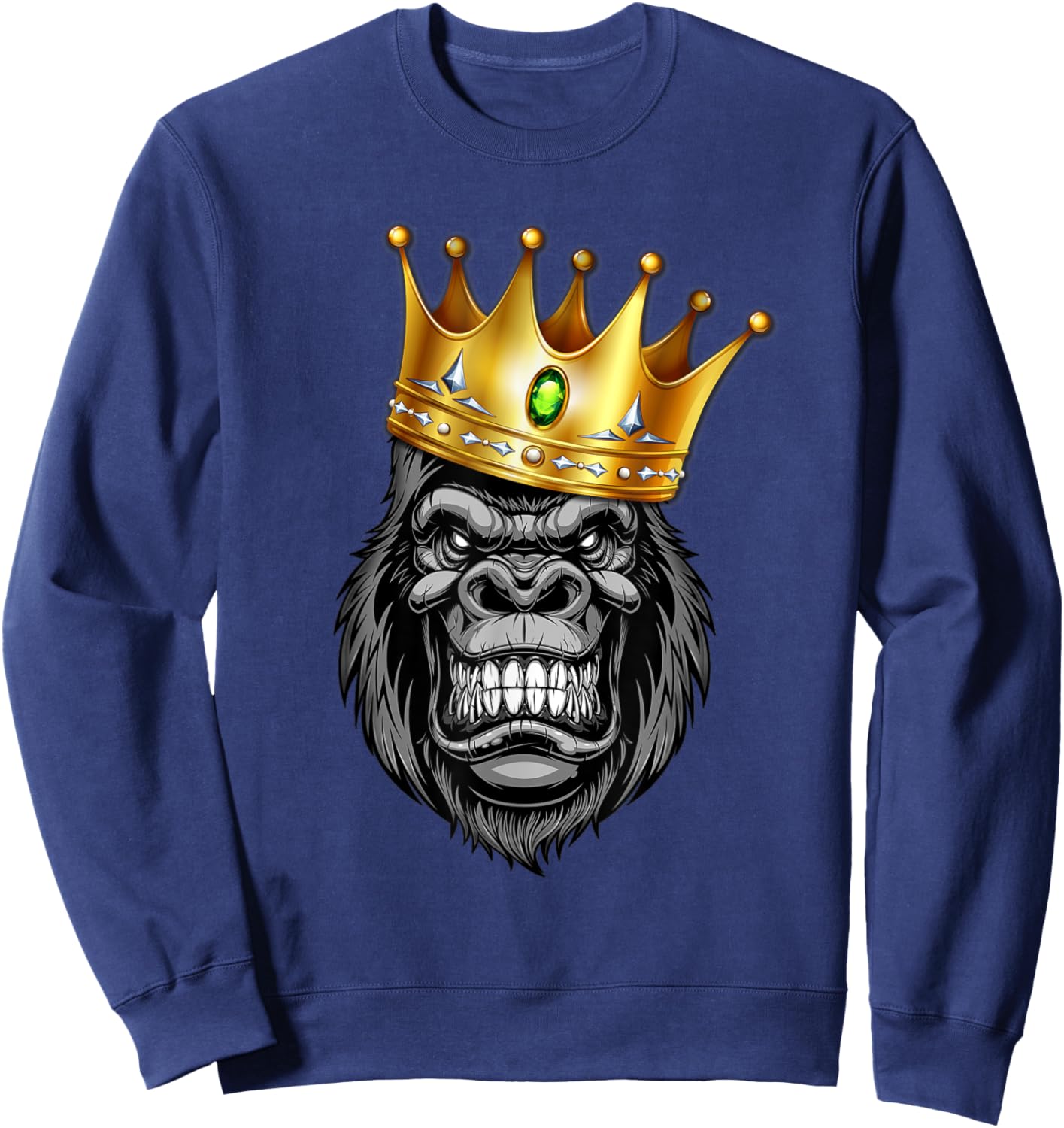 The King Of Angry Gorilla With Crown Ape Wildlife Sweatshirt - Sweatshirt | Navy
