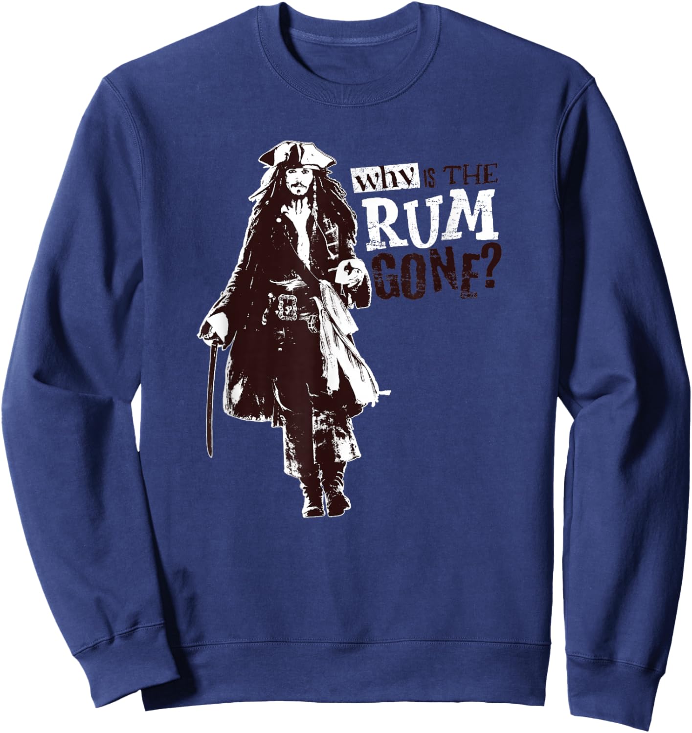 Disney Pirates of The Caribbean Jack Why is The Rum Gone? Small Sweatshirt - Sweatshirt | Navy