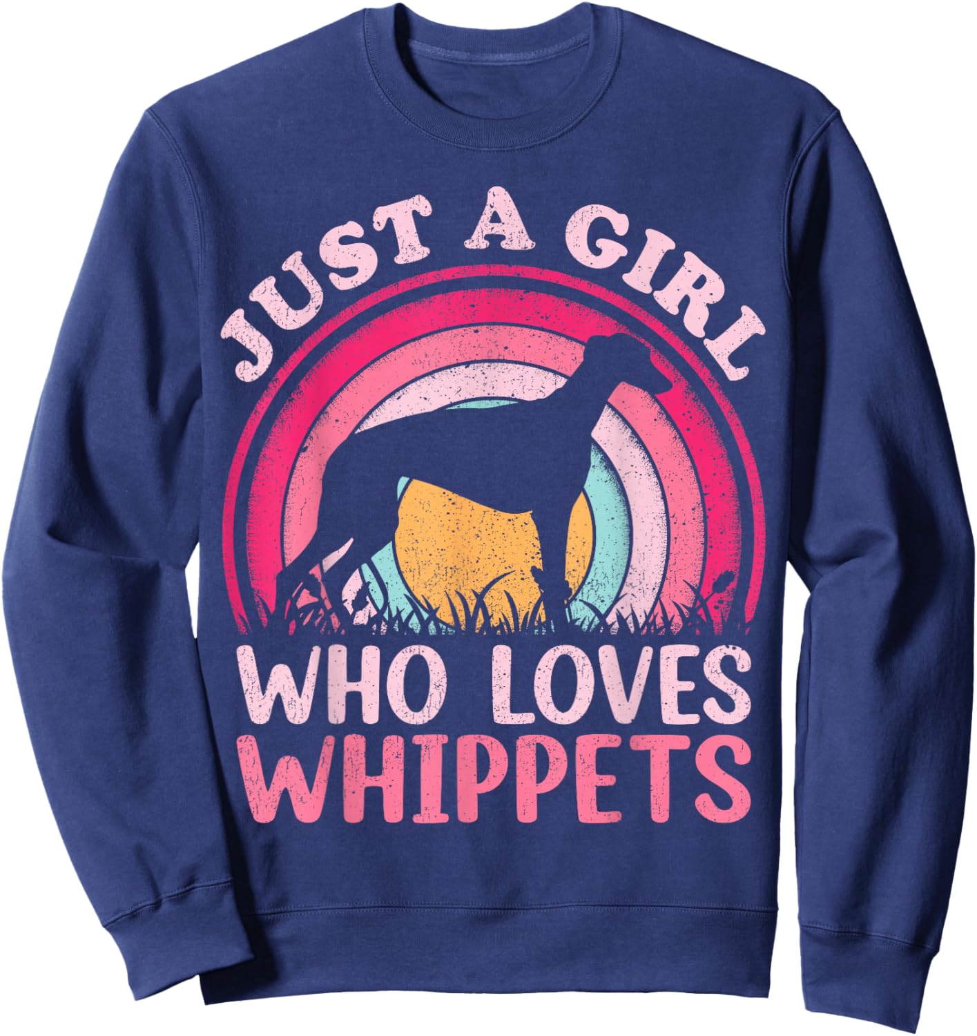 Whippet Dog Lover Vintage Just A Girl Who Loves Whippets Sweatshirt - Sweatshirt | Navy