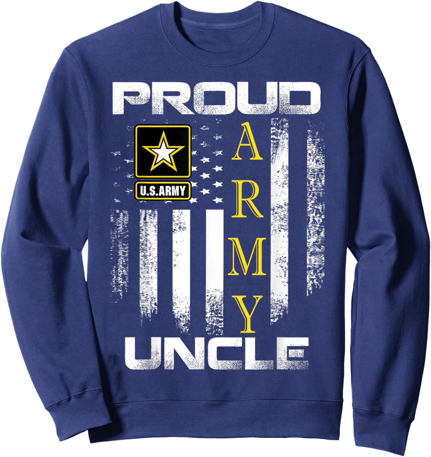 Vintage Proud Army Uncle with American Flag Gift Sweatshirt - Sweatshirt | Navy