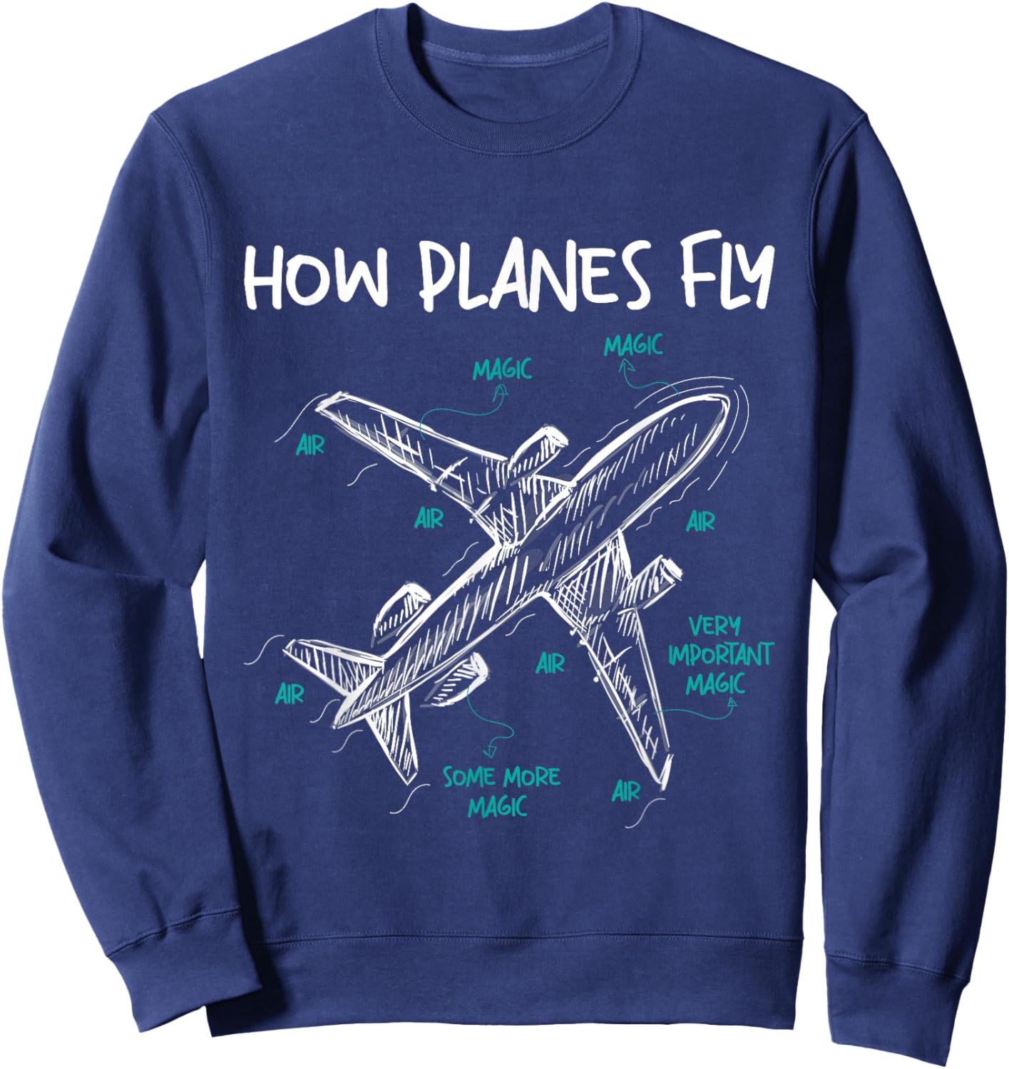 How Planes Fly - Aerospace Engineer Aeronautical Engineering Small Sweatshirt - Sweatshirt | Navy
