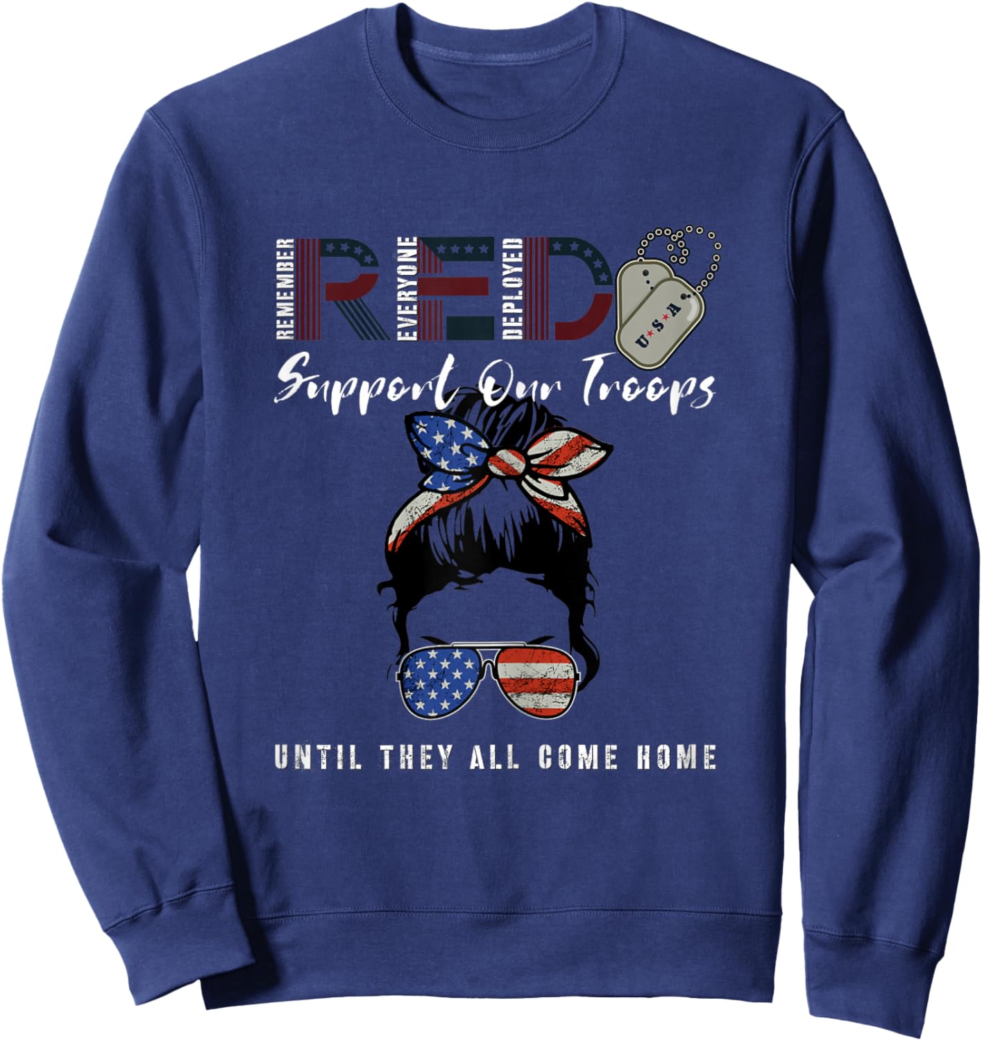 On Friday We Wear Red Friday Military Support troops US Flag Sweatshirt - Sweatshirt | Navy