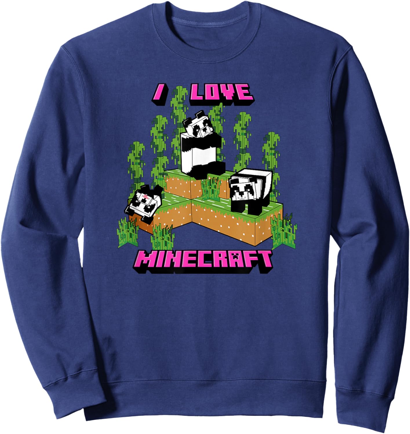Minecraft Panda Love Poster Sweatshirt - Sweatshirt | Navy