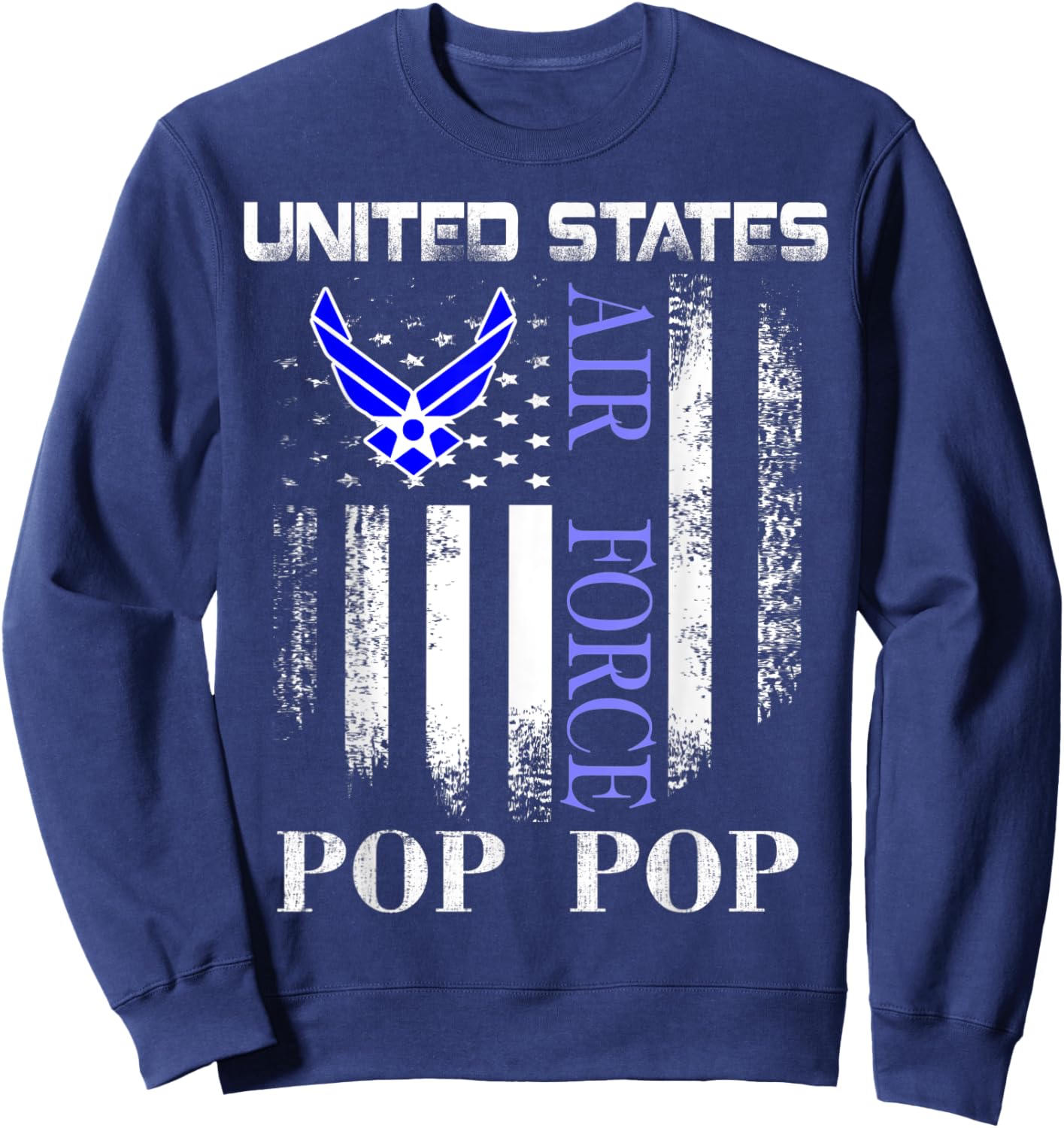 Vintage United States Air Force Pop Pop With American Flag Sweatshirt - Sweatshirt | Navy