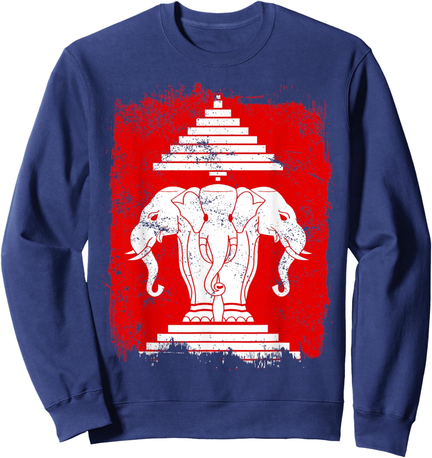 Laos Erawan Three Headed Elephant Kingdom of Laos Sweatshirt - Sweatshirt | Navy