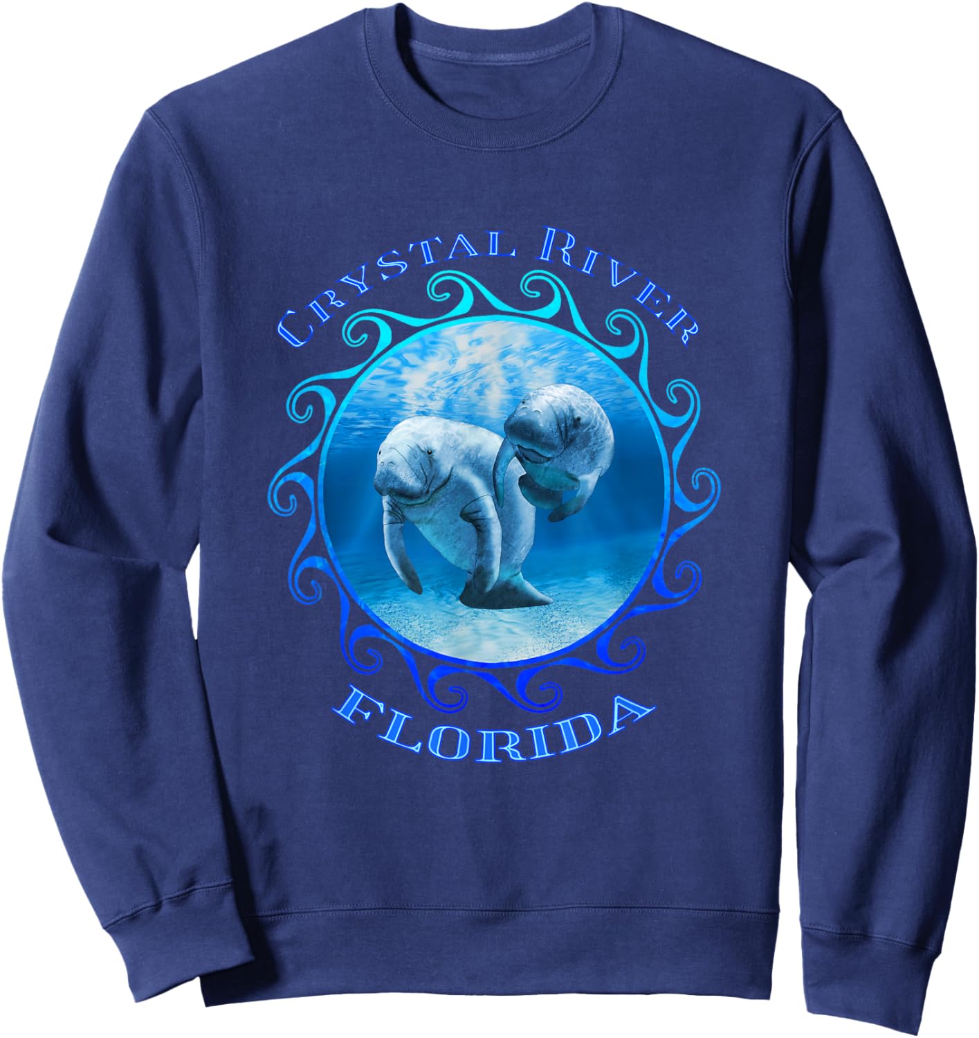 Crystal River Florida Vacation Swimming Manatees Sweatshirt - Sweatshirt | Navy