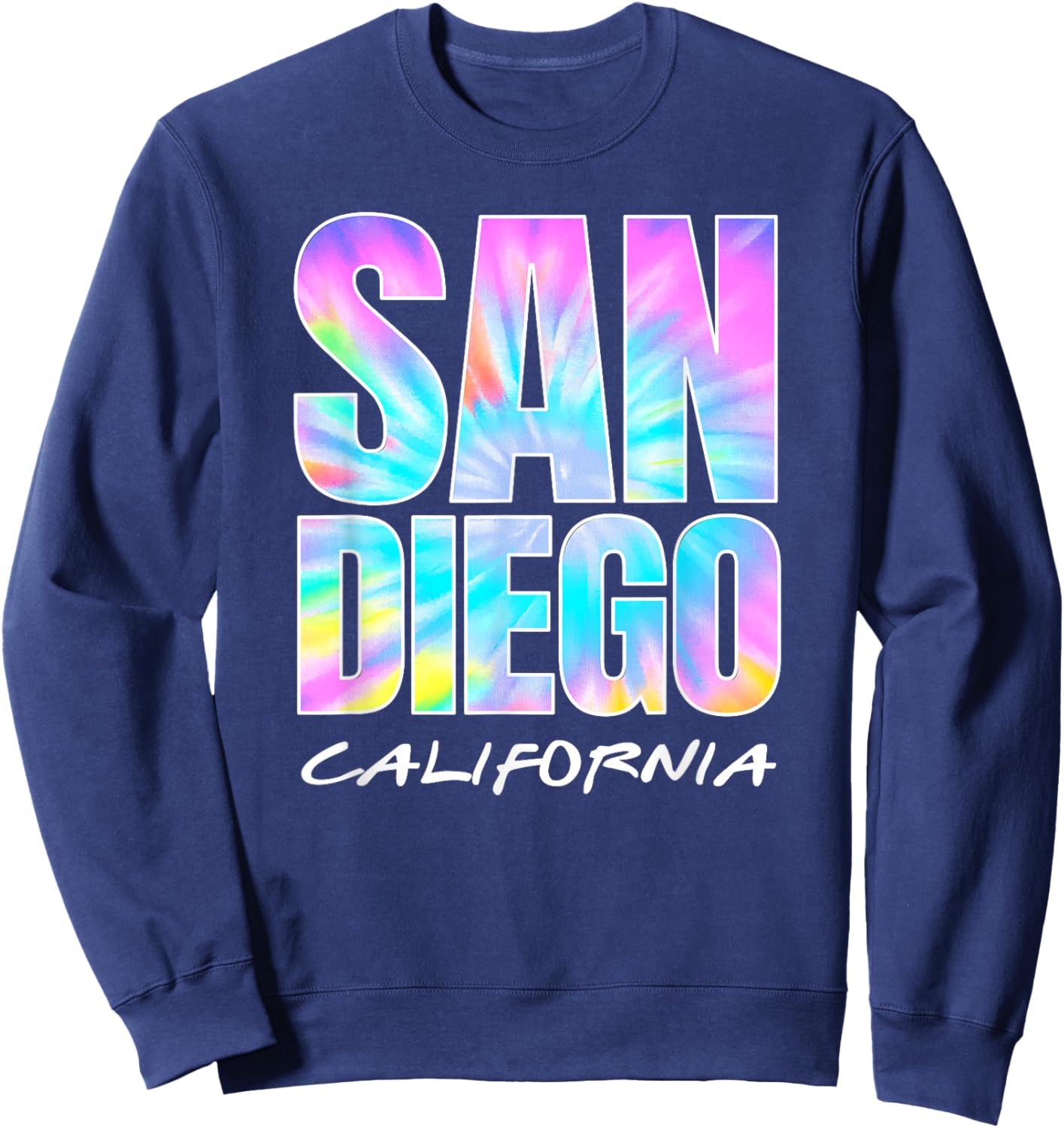 Vintage San Diego Retro Tie Dye Throwback Graphic Souvenir Sweatshirt - Sweatshirt | Navy