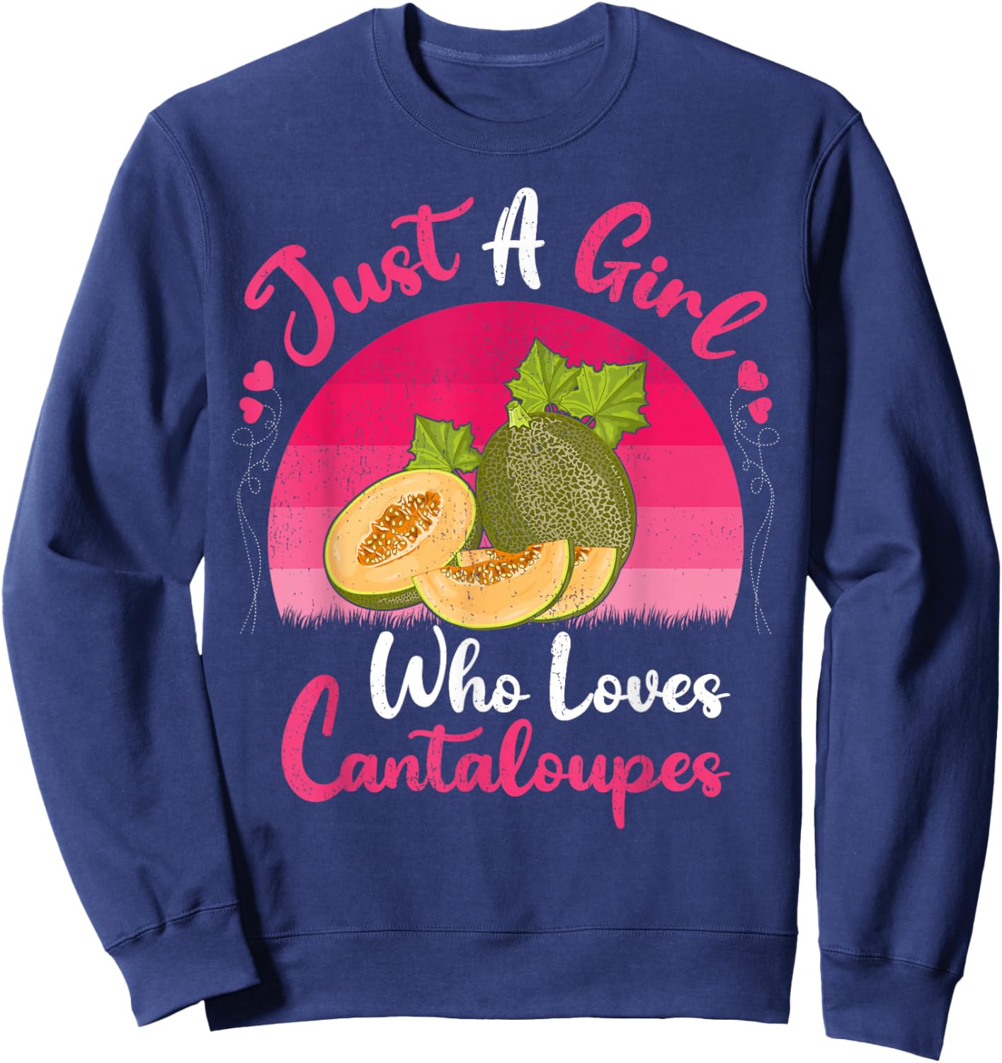 Vintage Cantaloupe Fruit Just A Girl Who Loves Cantaloupes Sweatshirt - Sweatshirt | Navy