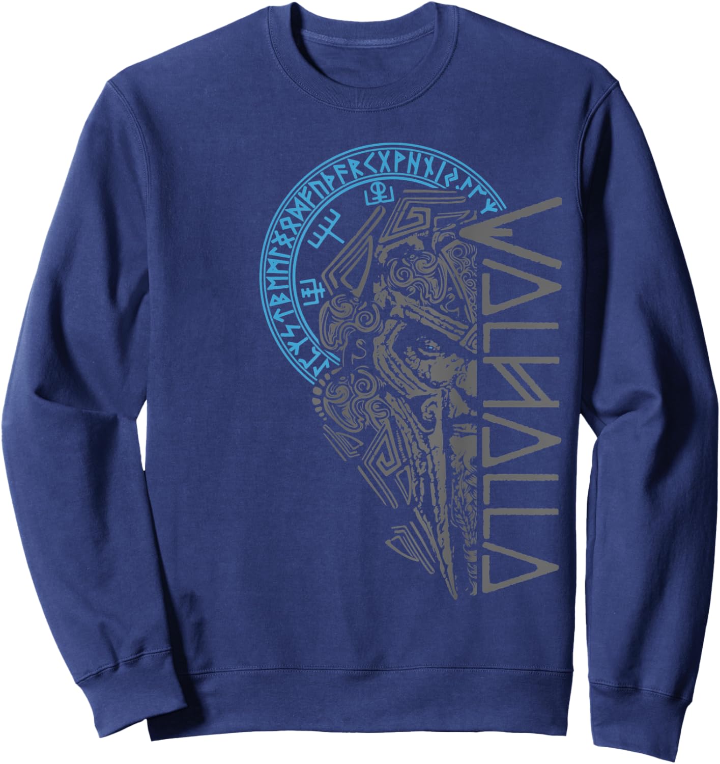 Valhalla Odin in Mask Runes Norse Compass Viking Sweatshirt - Sweatshirt | Navy