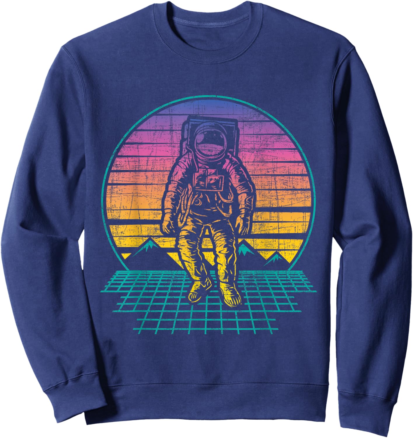 Retro Vintage Astronaut - Spaceman Universe Planets Galaxy Sweatshirt - Sweatshirt | Navy