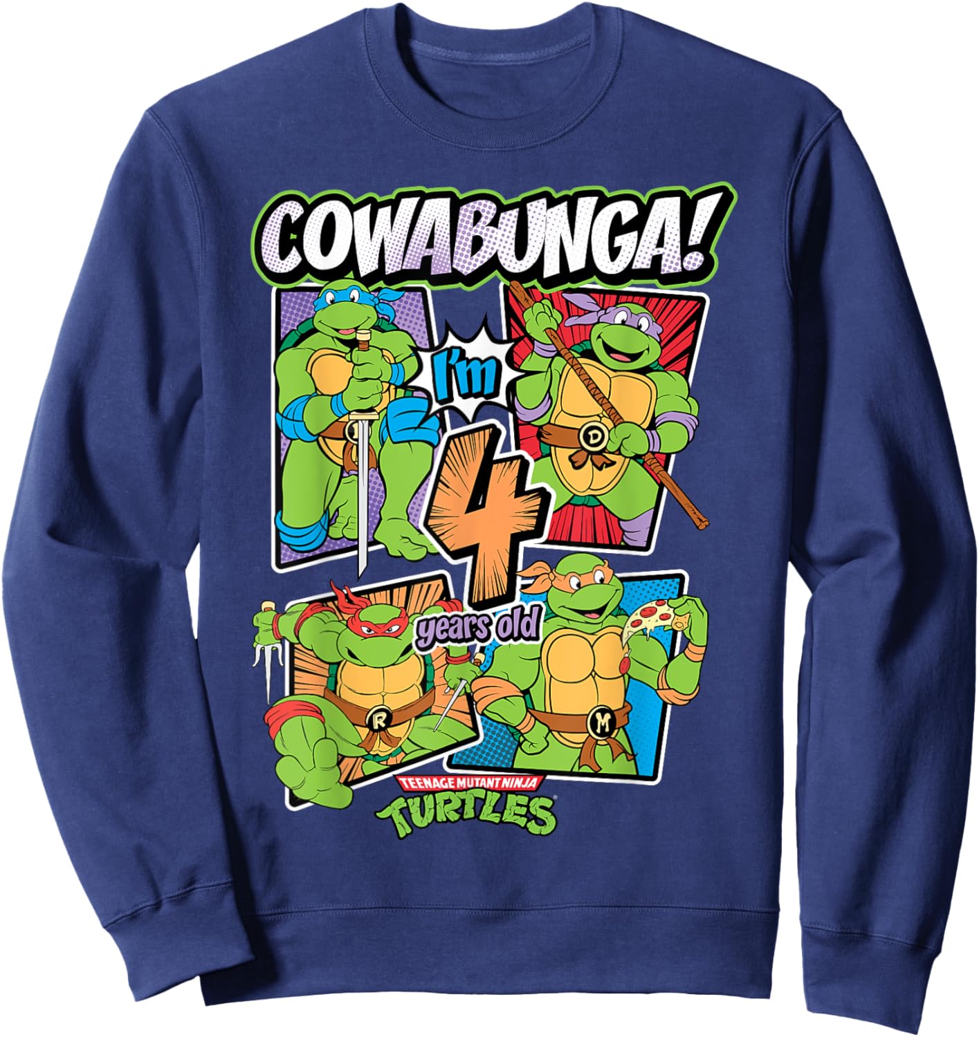 Mademark x Teenage Mutant Ninja Turtles - Cowabunga I'm 4 Years Old Teenage Mutant Ninja Turtles Sweatshirt - Sweatshirt | Navy