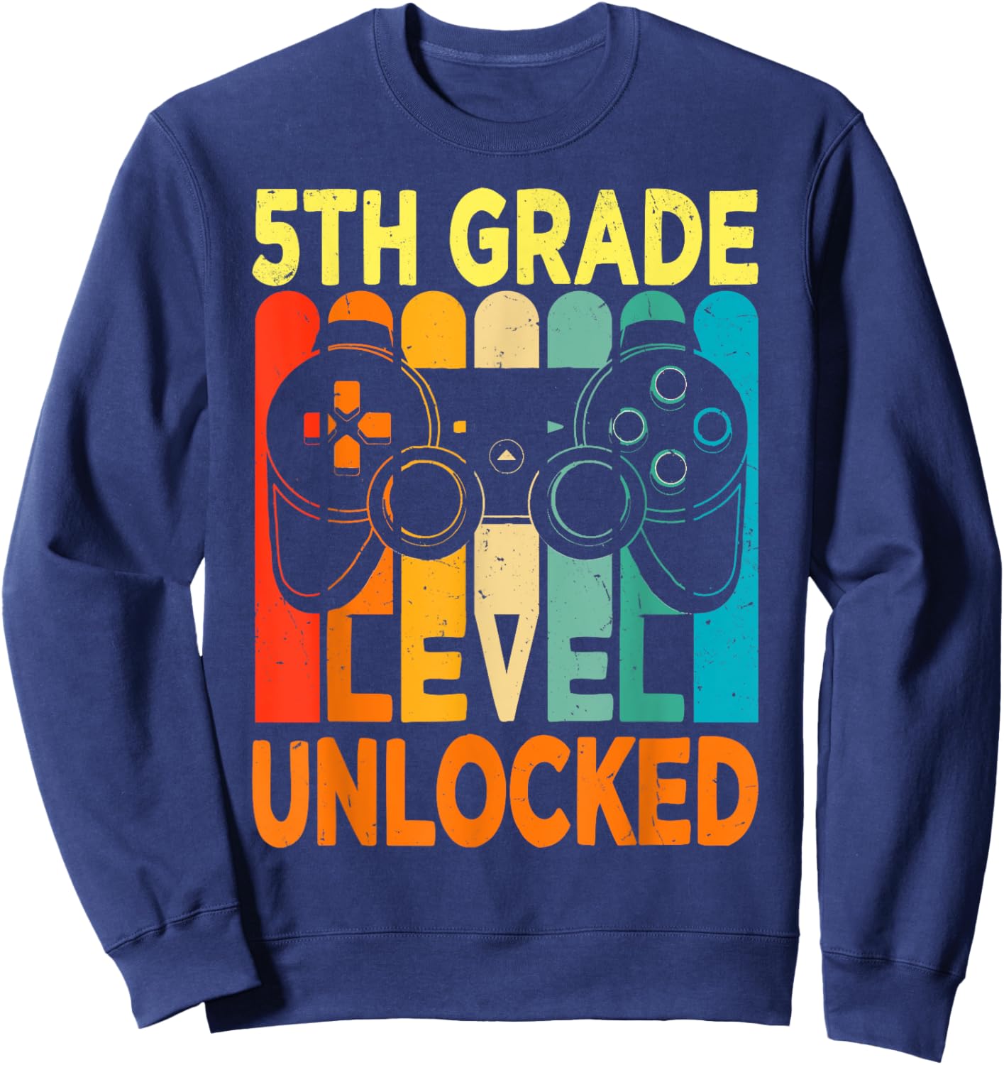 Hello 5th Grade Level Unlocked Video Game Back to School Boy Sweatshirt - Sweatshirt | Navy